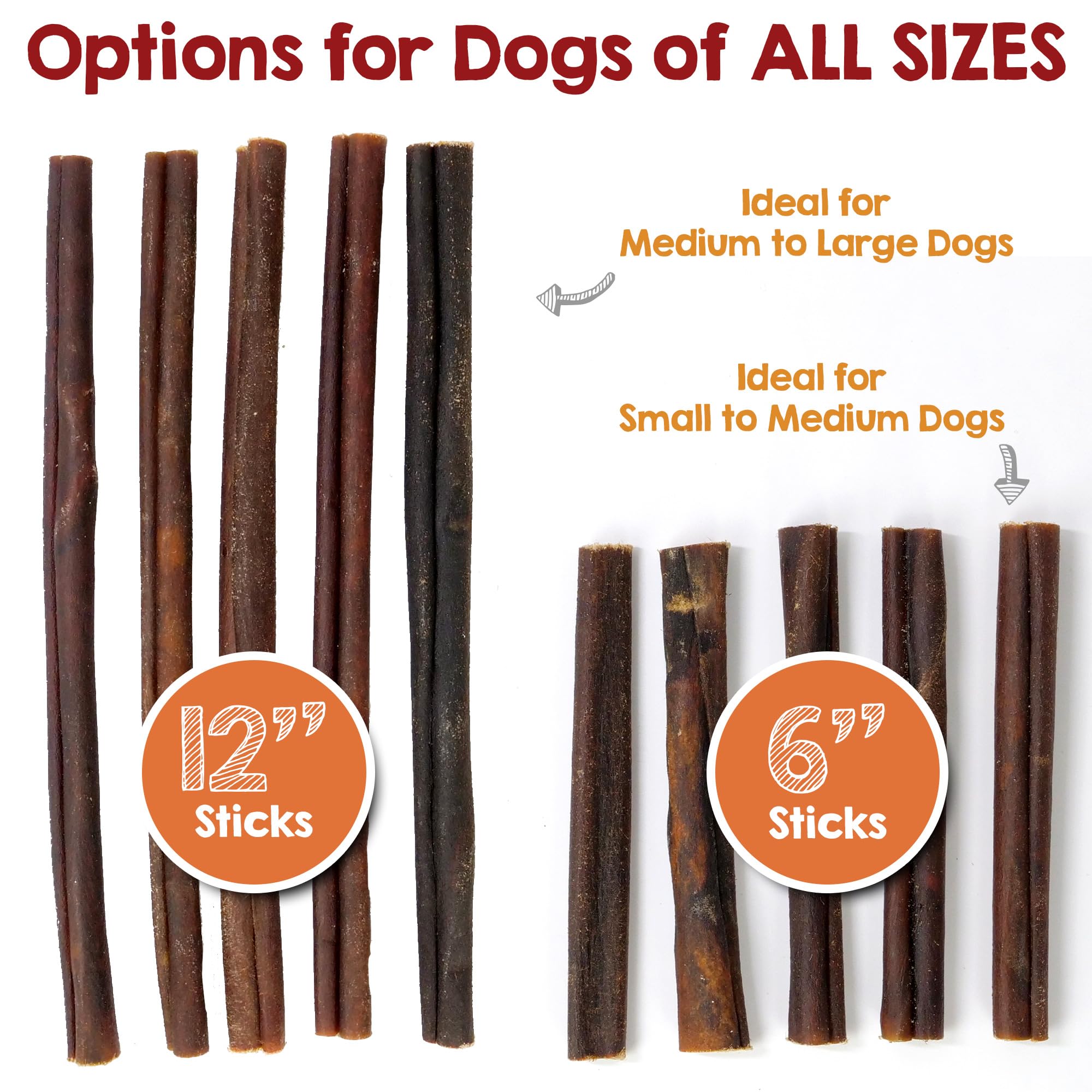 Rileys 6 Inch Beef Collagen Sticks for Dogs, Collagen Chews for Dogs, Bully Stick & Rawhide Alternative, Long Lasting, No Raw H