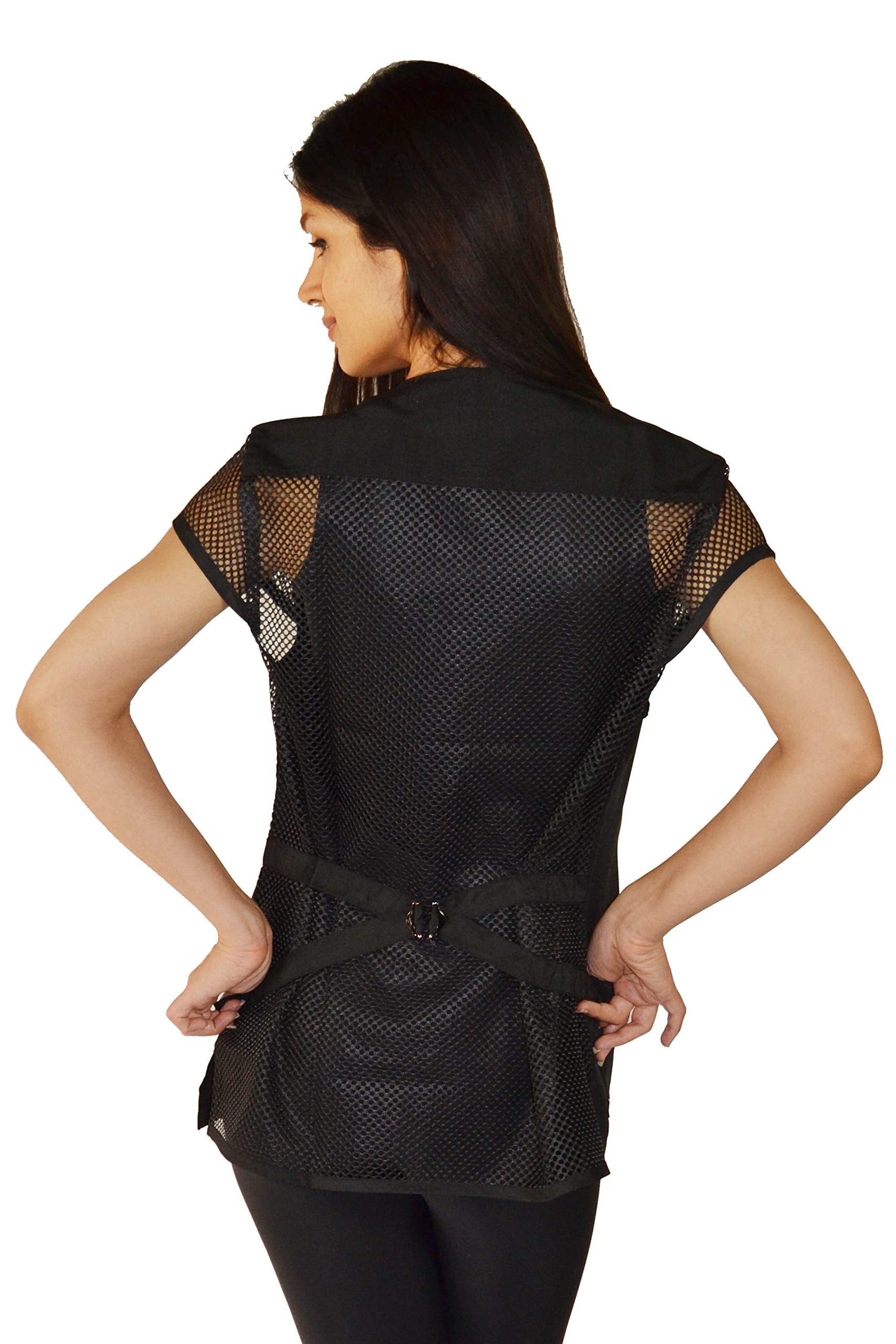 Ladybird Line Mesh Back Groomer Jacket Ideal For Pet Groomers, Stylist, Barbers Water Resistant - Size M Black