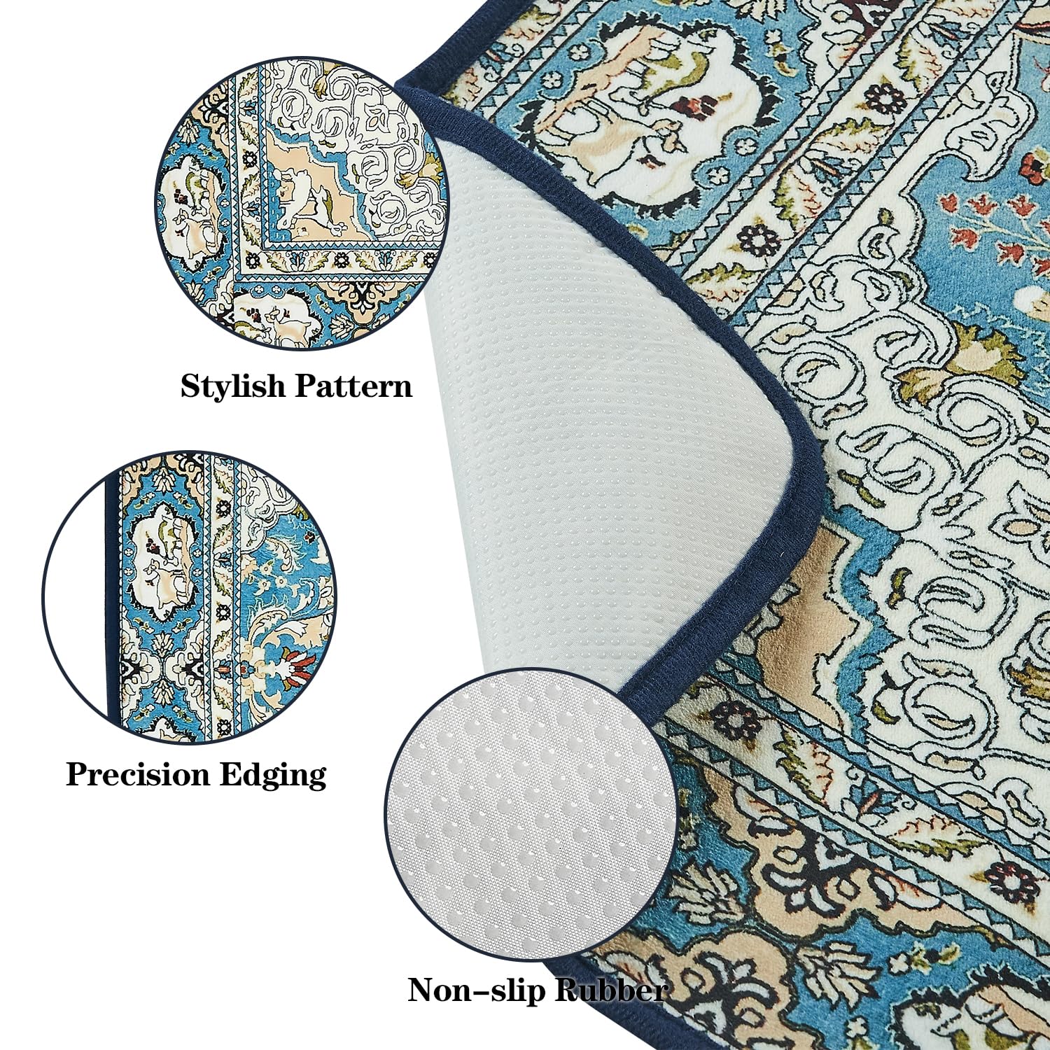 Qeils Washable Dog Training Pads, Extra Large 72"x72", Medallion Blue, Super Absorbent Leakproof, Non-Slip, Reusable