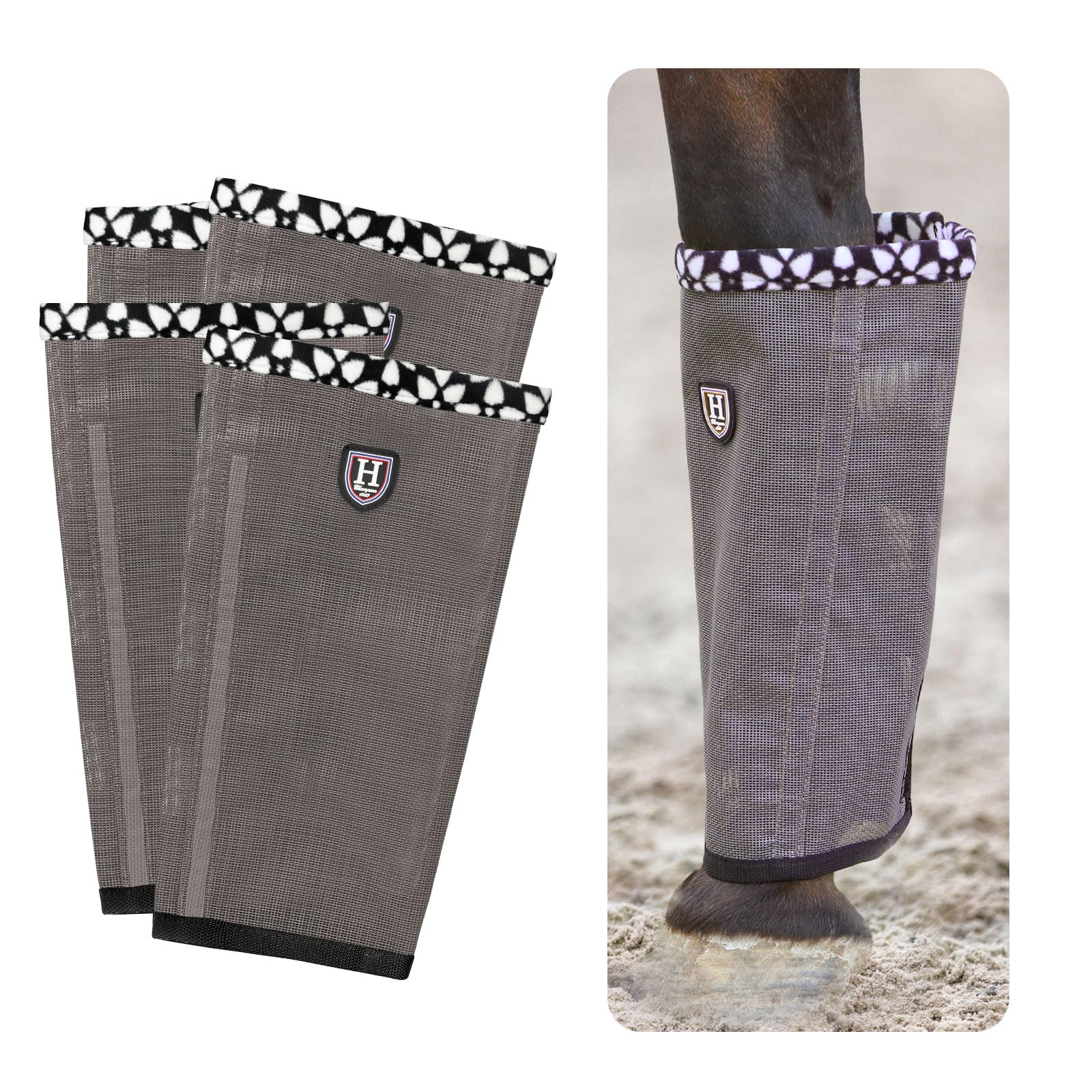 Caremaster Fine Mesh Fly Boots Loose Fitting & Non-Slip Horse Fly Leggings Fleece Air Flow (Set Of 4) Vintage Grey Large