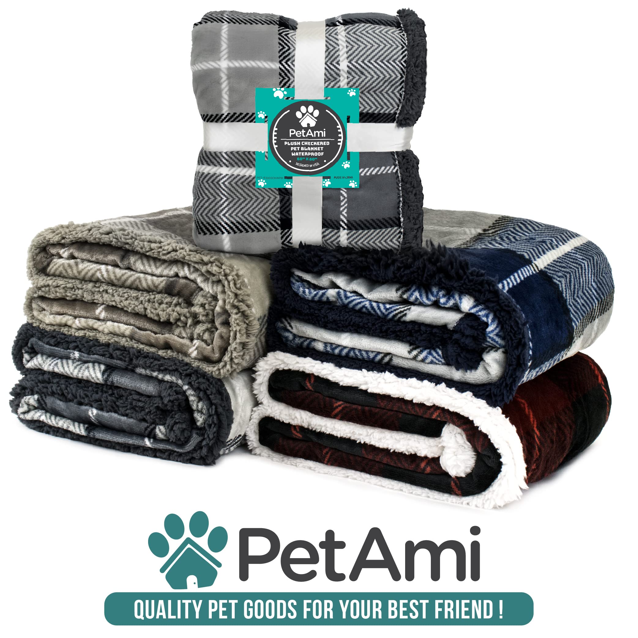 PetAmi Waterproof Dog Blanket for Medium Large Dog, Pet Puppy Blanket Couch Cover Protection, Sherpa Fleece Cat Blanket, Sofa Be