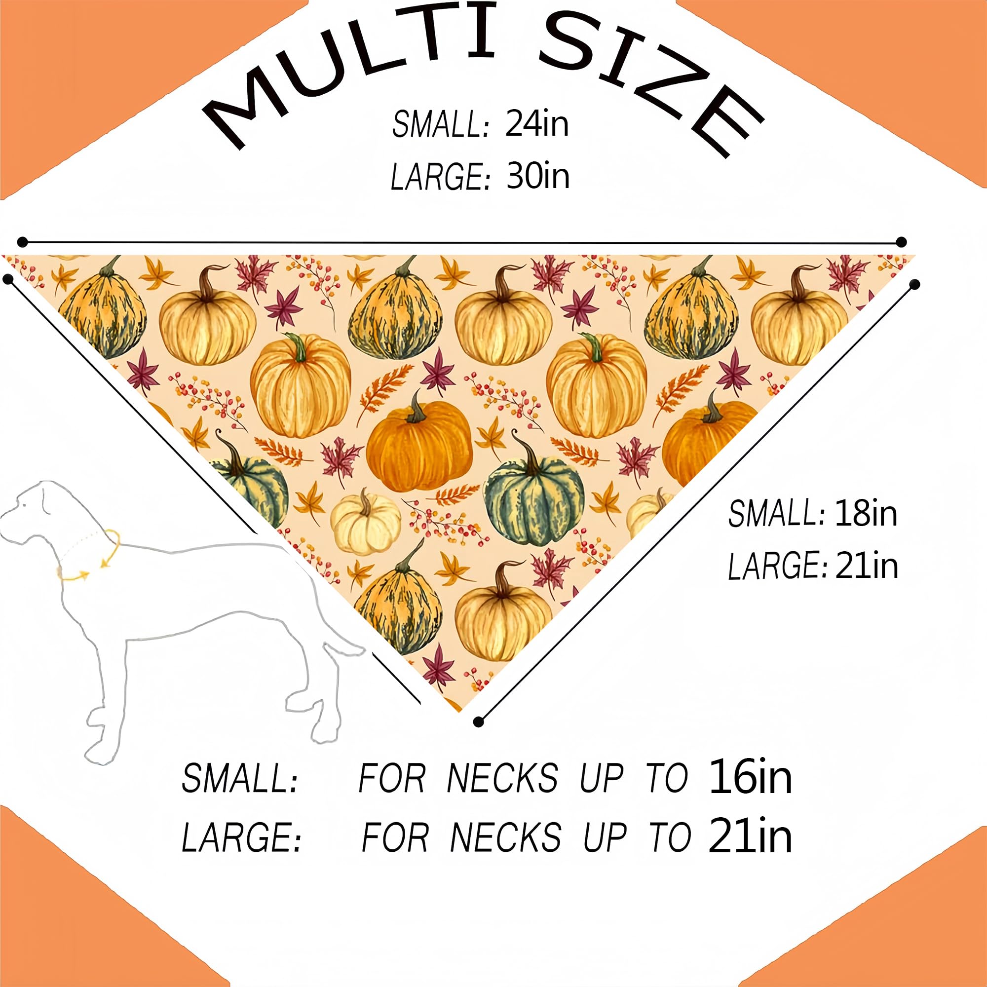 Cute Fall Dog Bandanas 2 Pack, Autumn Hello Fall Hey Pumpkin Maple Leaves Dog Scarf, Thanksgiving Handkerchief Scarves Gifts For