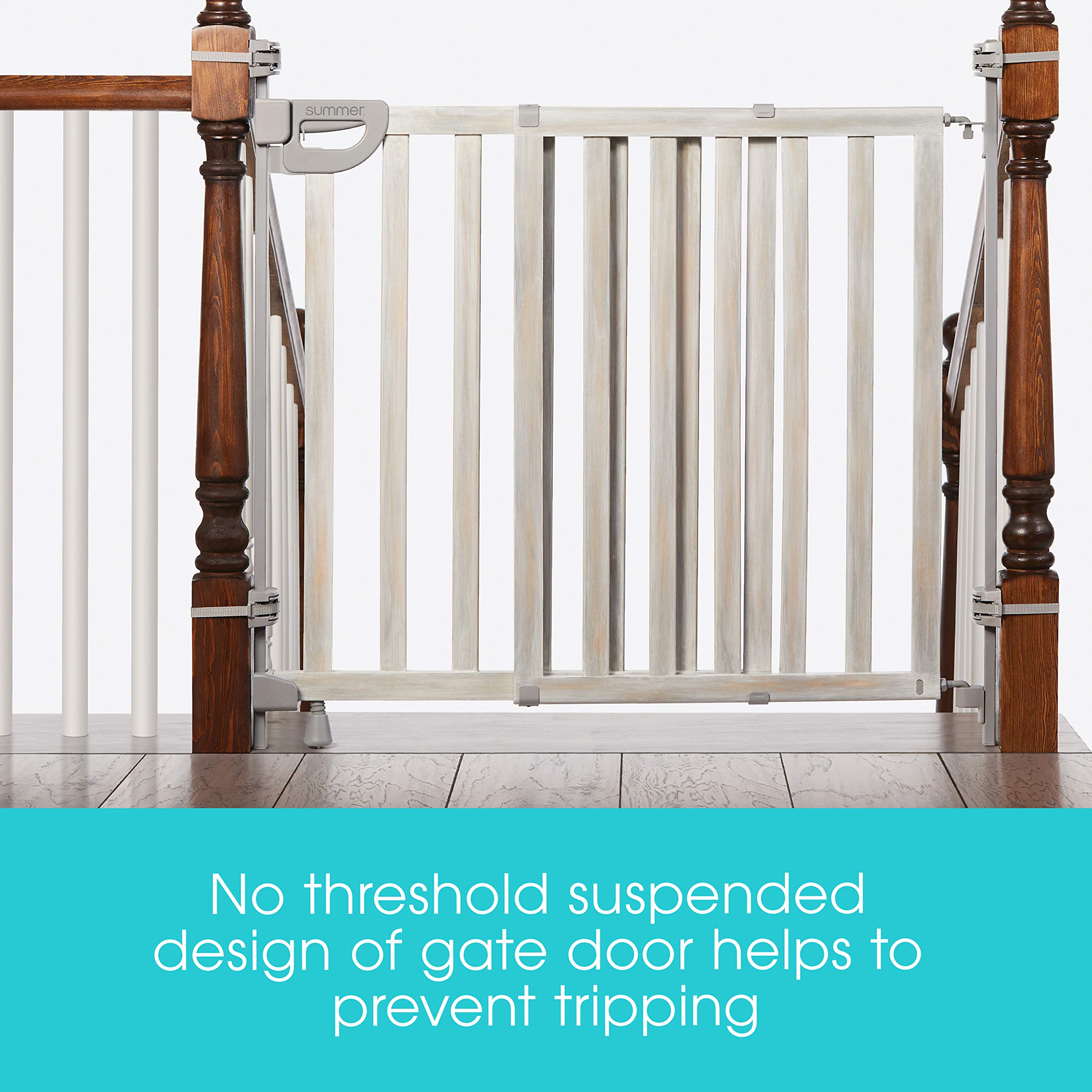 Summer Infant Banister And Stair Wood Safety Gate With Extra Wide Door Design And Comfort Grip Handle For Easy One Handed Release, Multicolor
