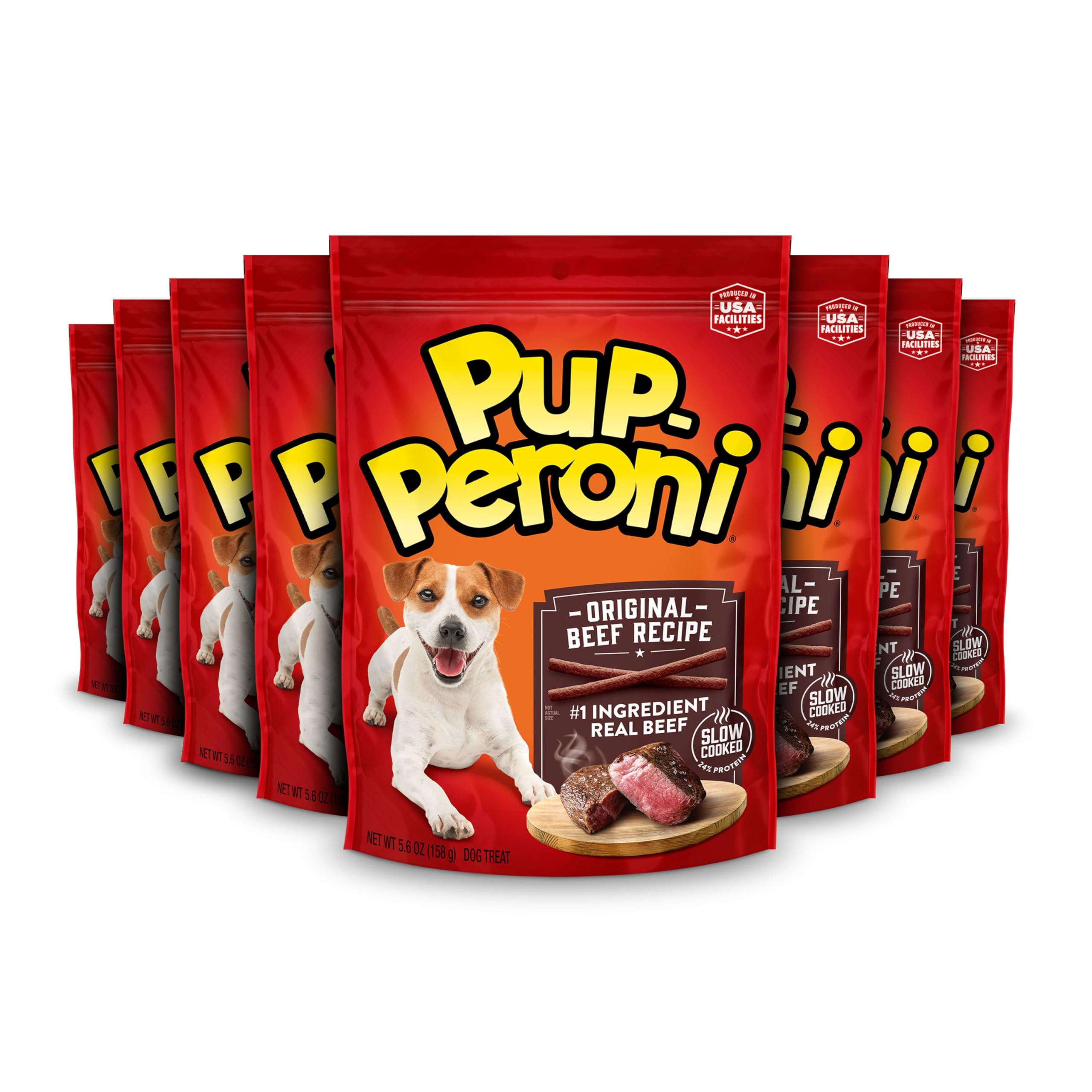 Pup-Peroni Dog Treats, Original Beef Flavor, 5.6 Ounce (Pack of 8), Made with Real Beef