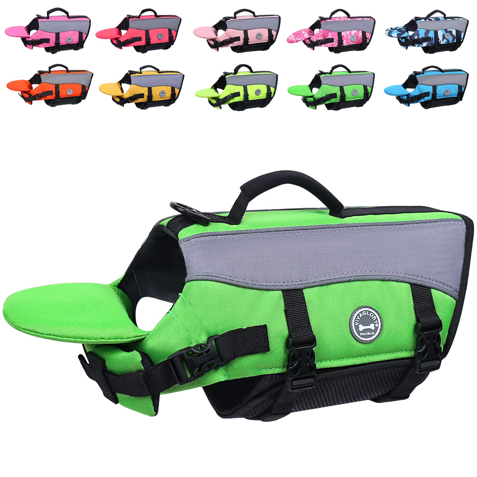 Vivaglory Dog Life Jacket With Removable Front Float, Dogs Life Vest With Reflective Trims & Extra Padding For Swimming & Boatin