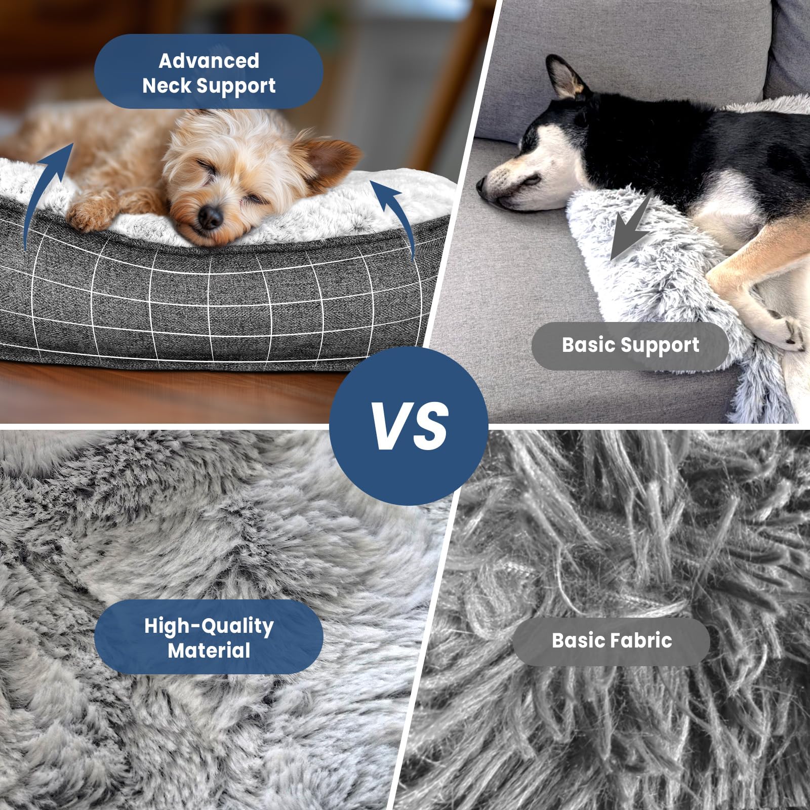 Blunique Calming Extra Large Dog Couch Bed, 45 X 37 Inch Waterproof Memory Foam Dog Bed For Couch, Durable Fluffy Fuzzy Dog Bed