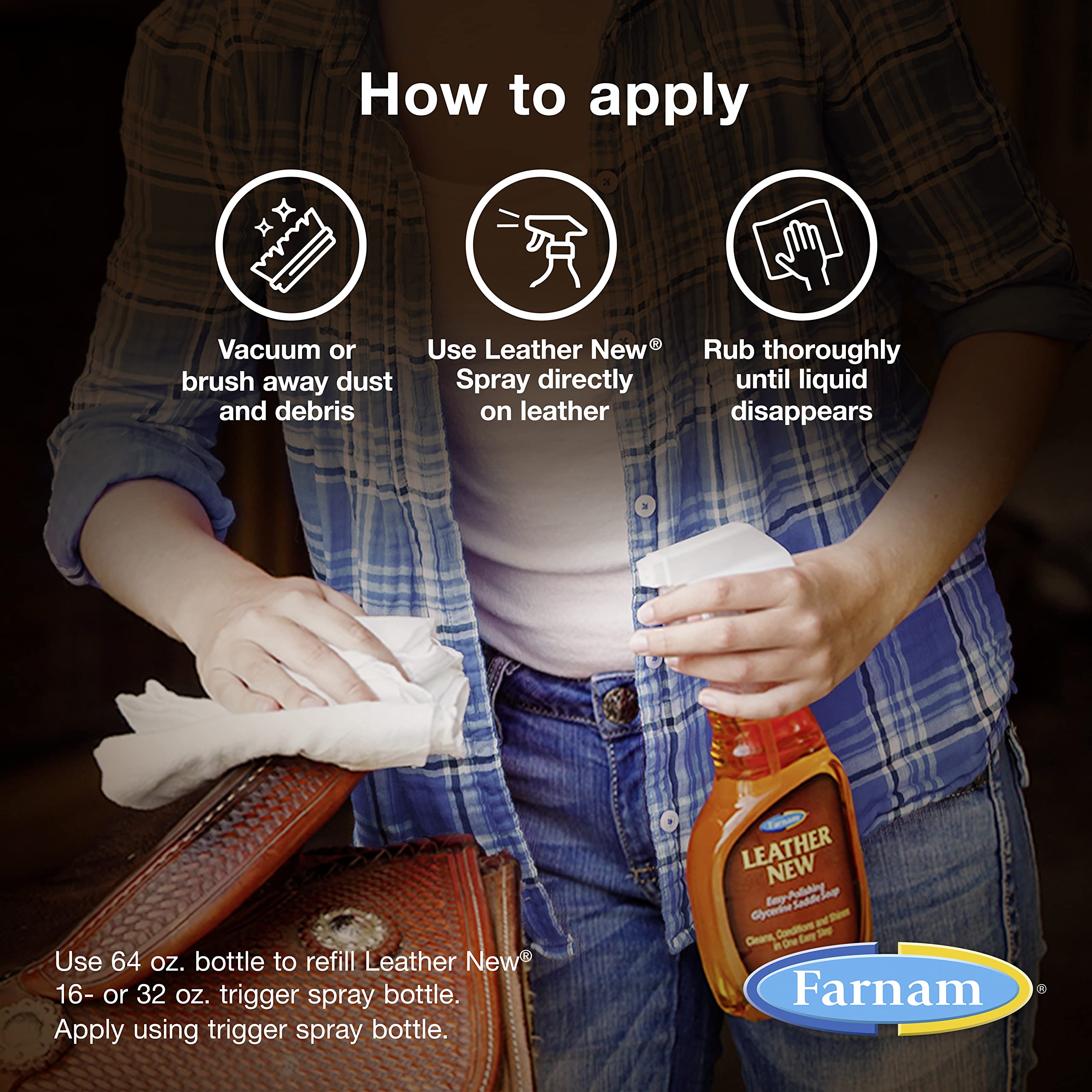 Farnam Leather New Easy-Polishing Glycerine Saddle Soap And Leather Saddle Cleaner, Protects And Preserves Leather, Cleans, Conditions And Polishes, 64 Oz.