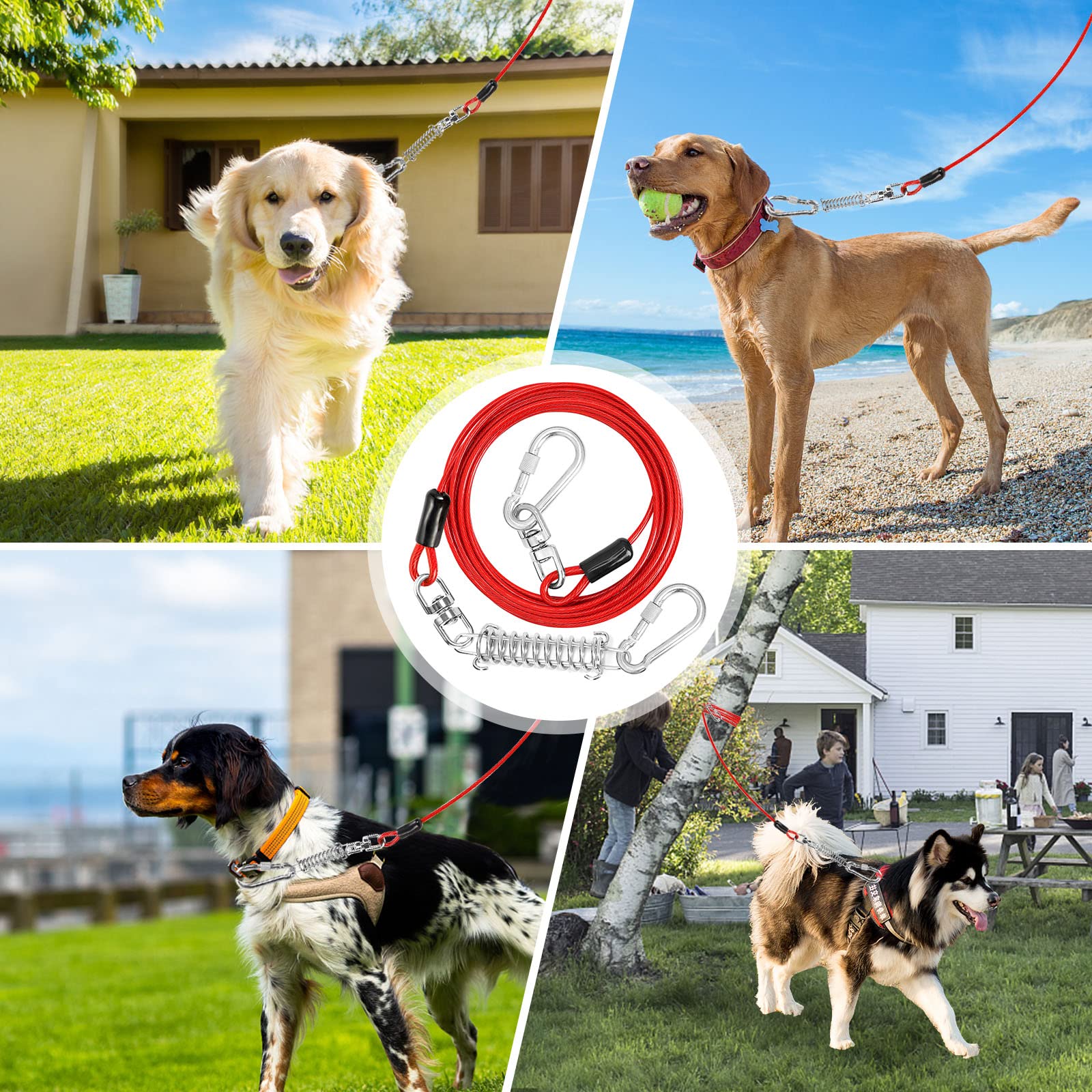Jenico Dog Tie Out Cable - 10 Ft Dog Runner Cable With Swivel Hook, Dog Leash Run Tether For Yard Outdoor And Camping, Rust- Proof Training Line For Small To Medium Pets Up To 500 Lbs