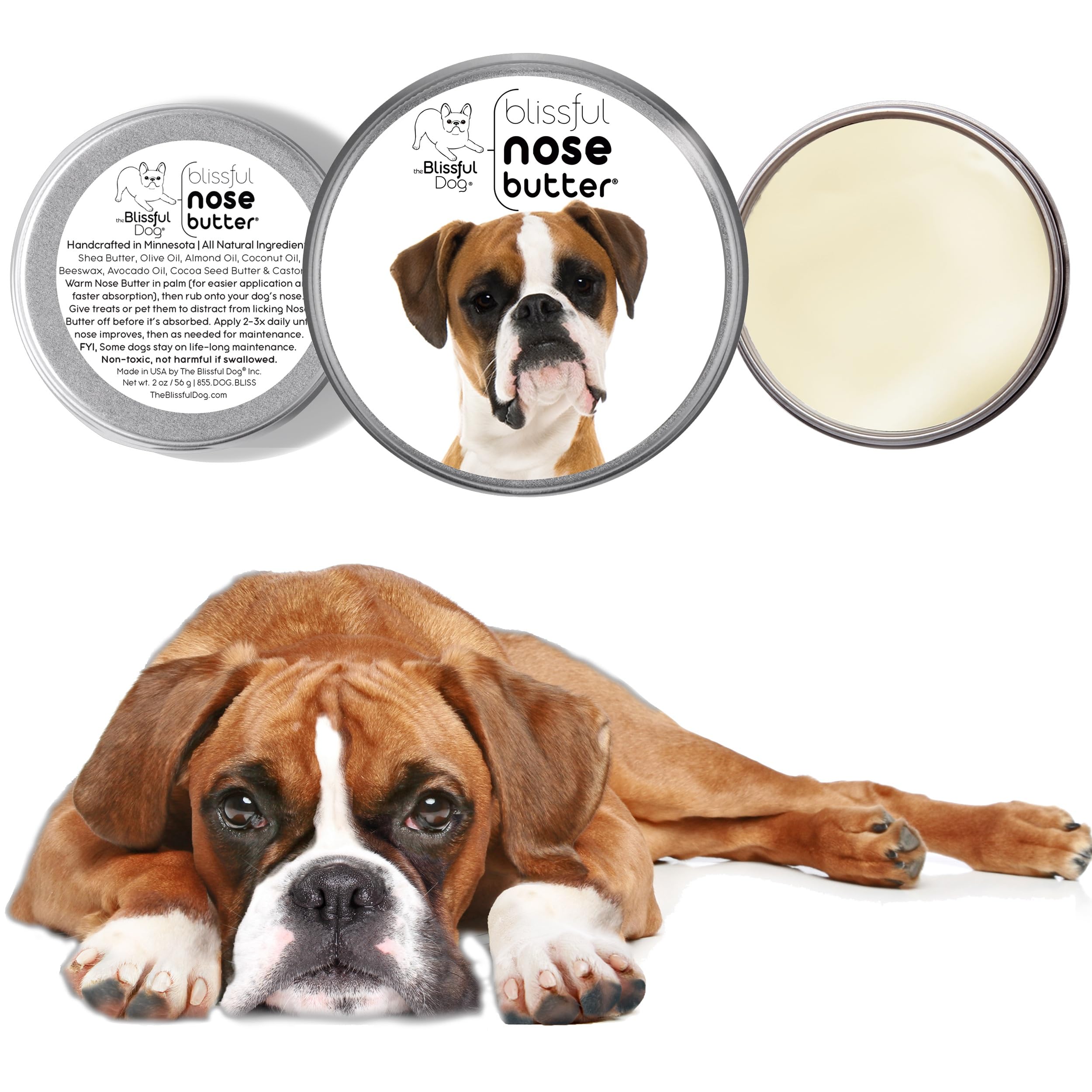 The Blissful Dog Fawn Boxer Nose Butter, Versatile Dog Nose Balm for Dry Nose, Handcrafted Nose Moisturizer, Easy-to-Apply Dog E