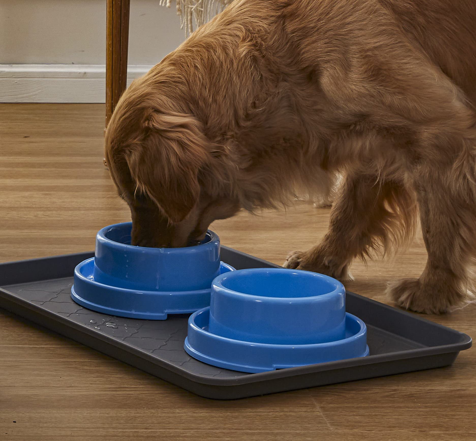 PetLike Boot Tray for Entryway Indoor, Pet Food Mat Tray, 16.7 x 12.8 inch 2 Packs, Waterproof Rubber Shoe Tray for Indoor and O