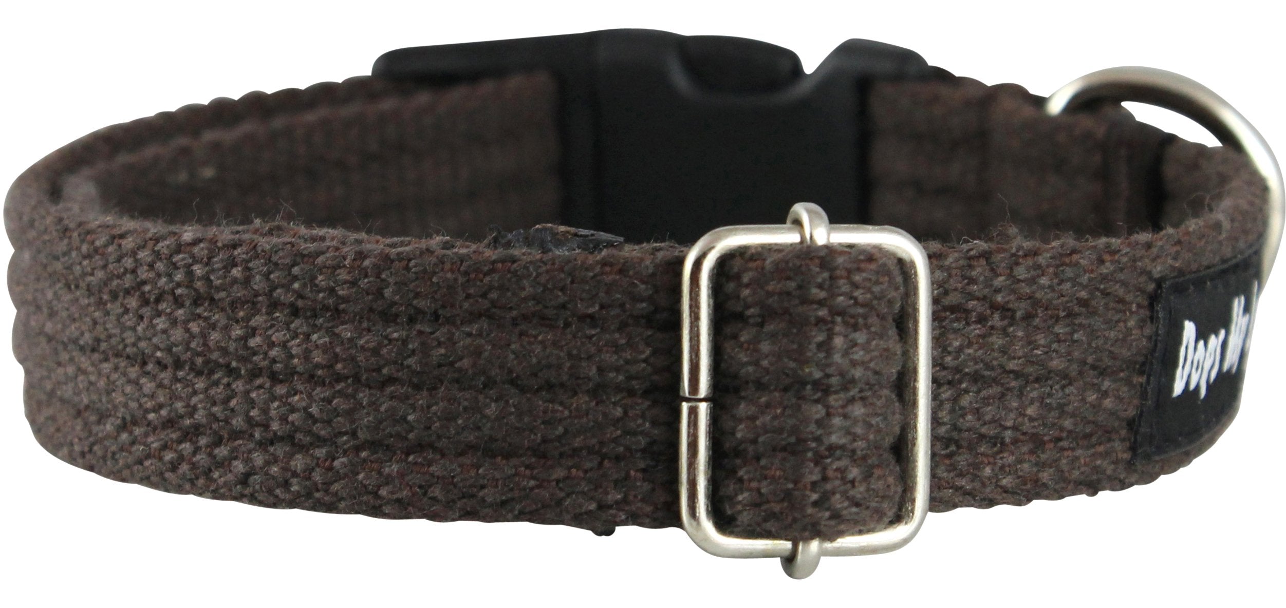 Cotton Web Adjustable Dog Collar With Locking Device 4 Sizes Black (Medium: Neck: 14'-19'; Width: 3/4')