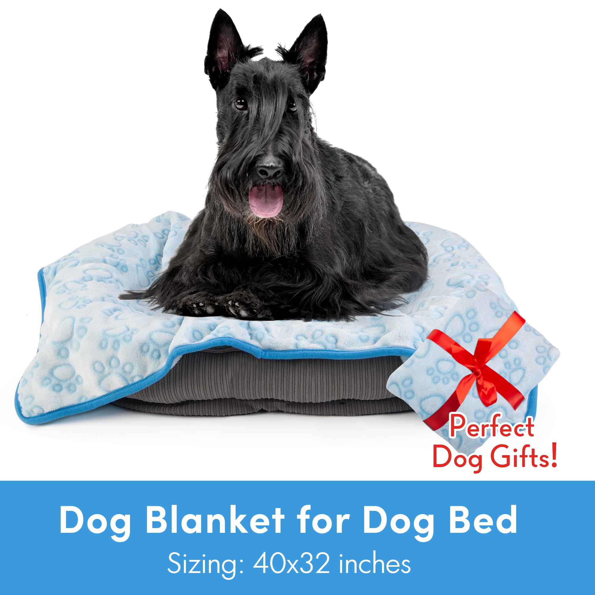 Stuffed Premium Soft Dog Blanket, Blue Flannel Fleece Blanket For Small Medium Dogs, Pet Puppy Blankets Gift For Kitten Cat, Cut