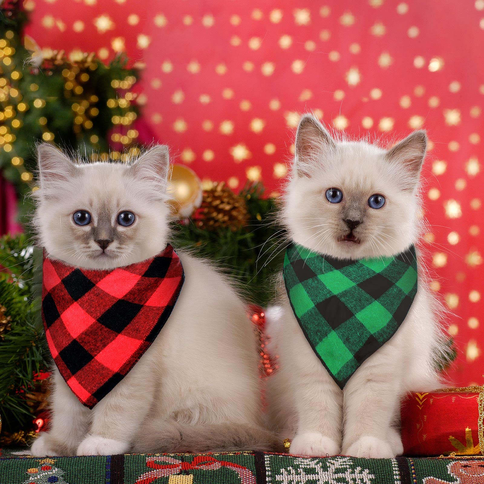 Weewooday 12 Pieces Christmas Dog Bandanas For Dogs Triangle Pet Kerchief Classic Plaid Triangle Bandana Bibs Snowflake For Small Medium Large Pets Cats