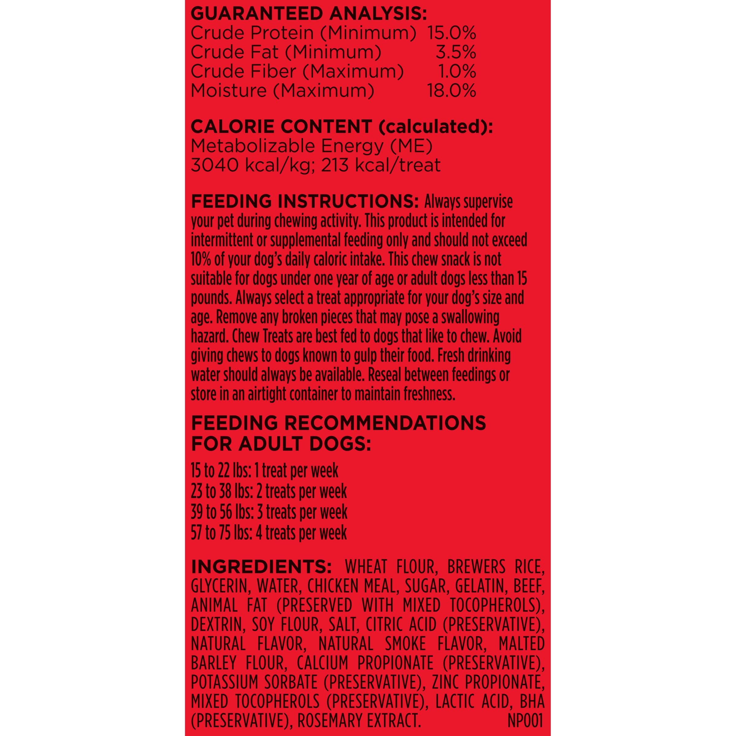 Milk-Bone Comfort Chews, Rawhide Free Dog Treats with Unique Chewy Texture and Real Beef, 3 Chews (Pack of 5), Easy on Digestive