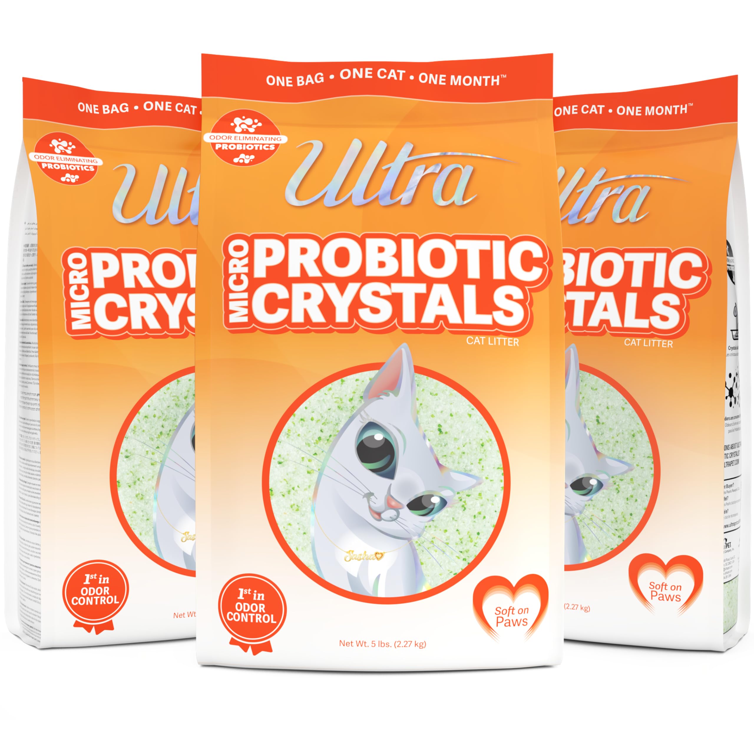 New Ultra Probiotic Micro Crystals Premium Cat Litter - 99.9% Dust Free, Soft On Paws, Fragrance Free - 15 Lbs. Total (3Pk Of 5 Lbs.)