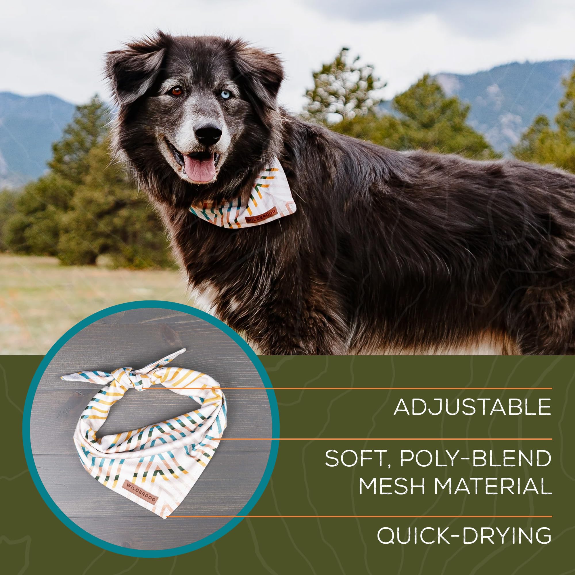 Wilderdog Dog Bandana With Lightweight Quick Drying Poly-Blend Mesh Material In Cowpoke