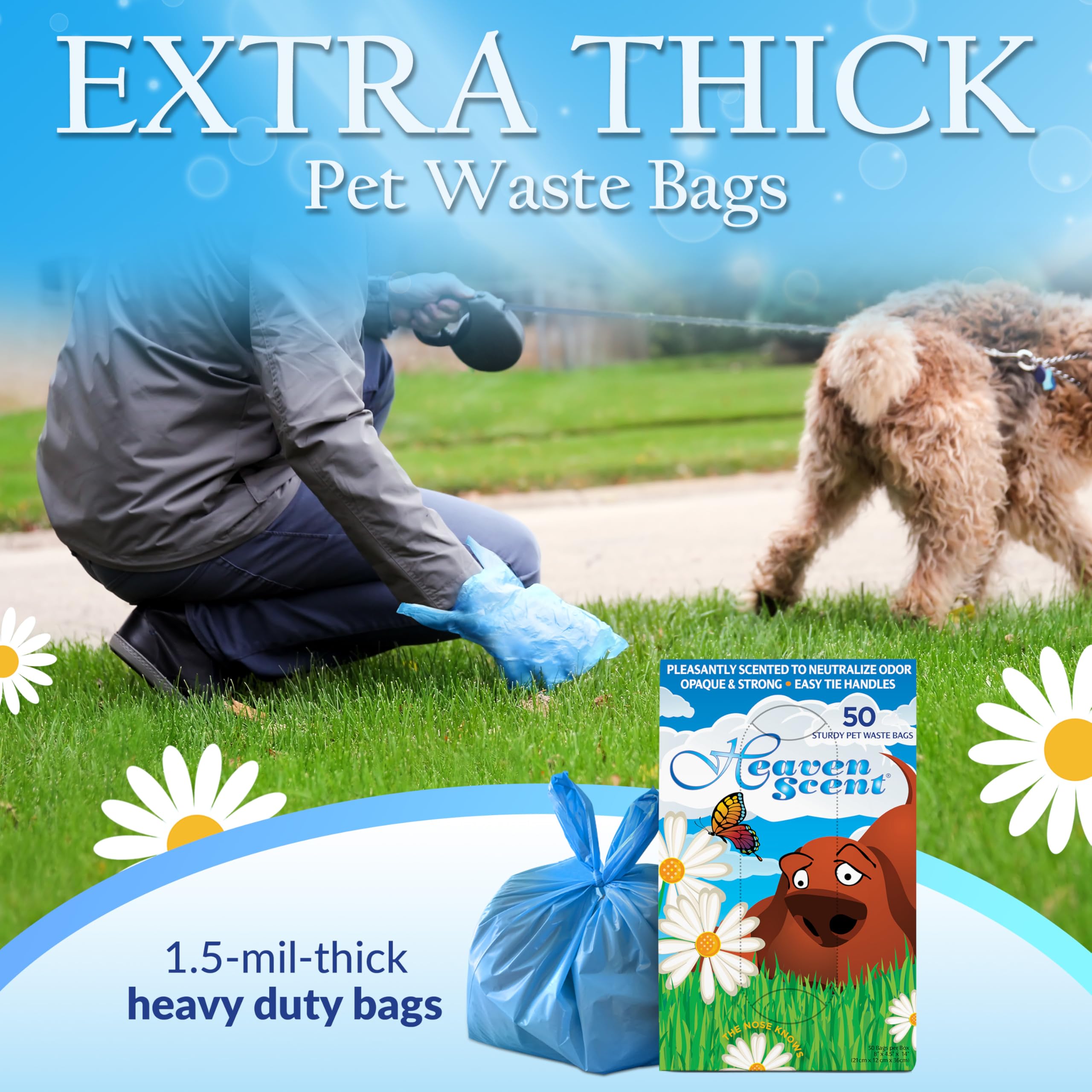 Heaven Scent Scented Pet Waste Bags With Easy Tie Handles