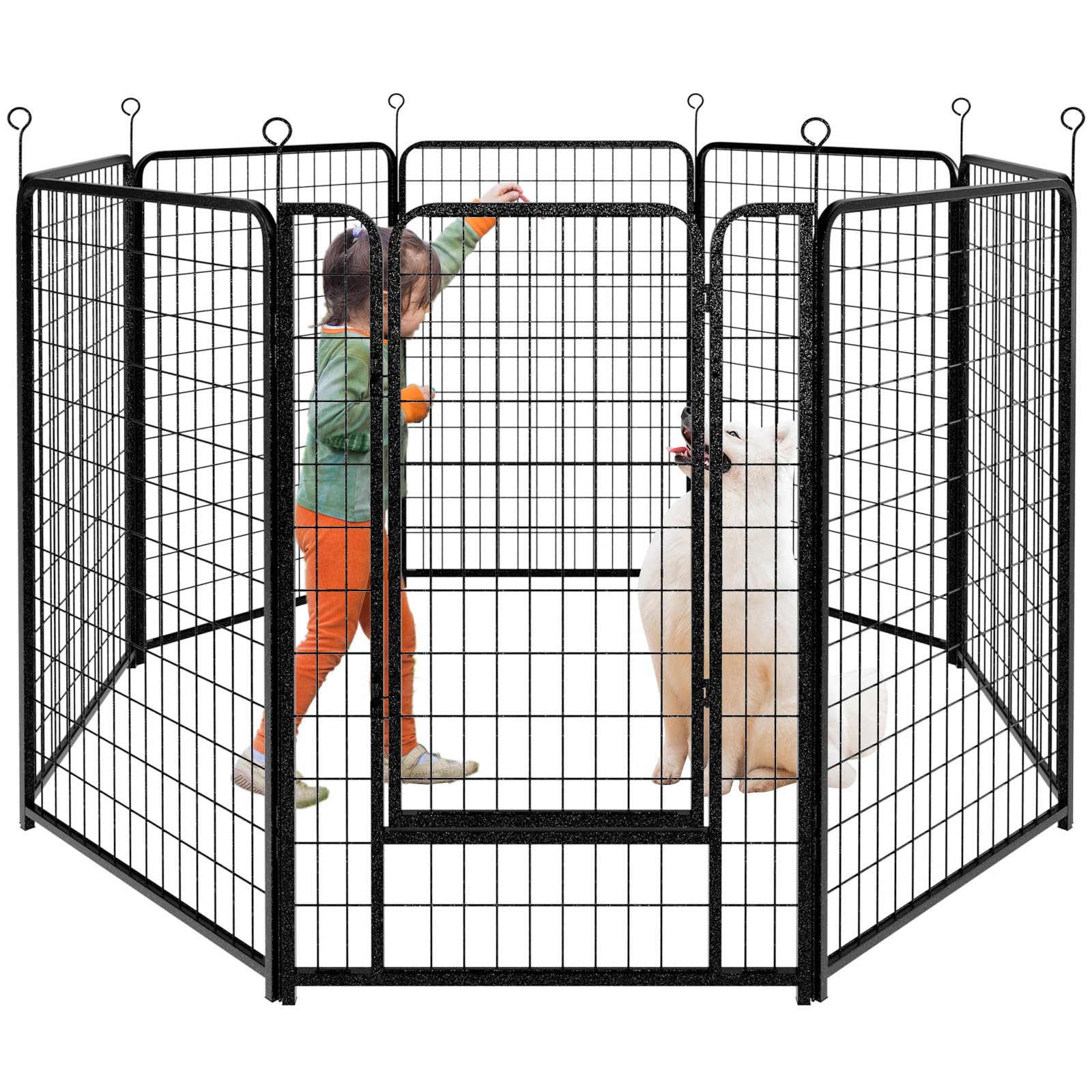 Kfvigoho Dog Playpen Outdoor Extra Wide 8 Panels Heavy Duty Dog Fence 50'' Height Anti-Rust With Doors Portable For Rv Camping Y