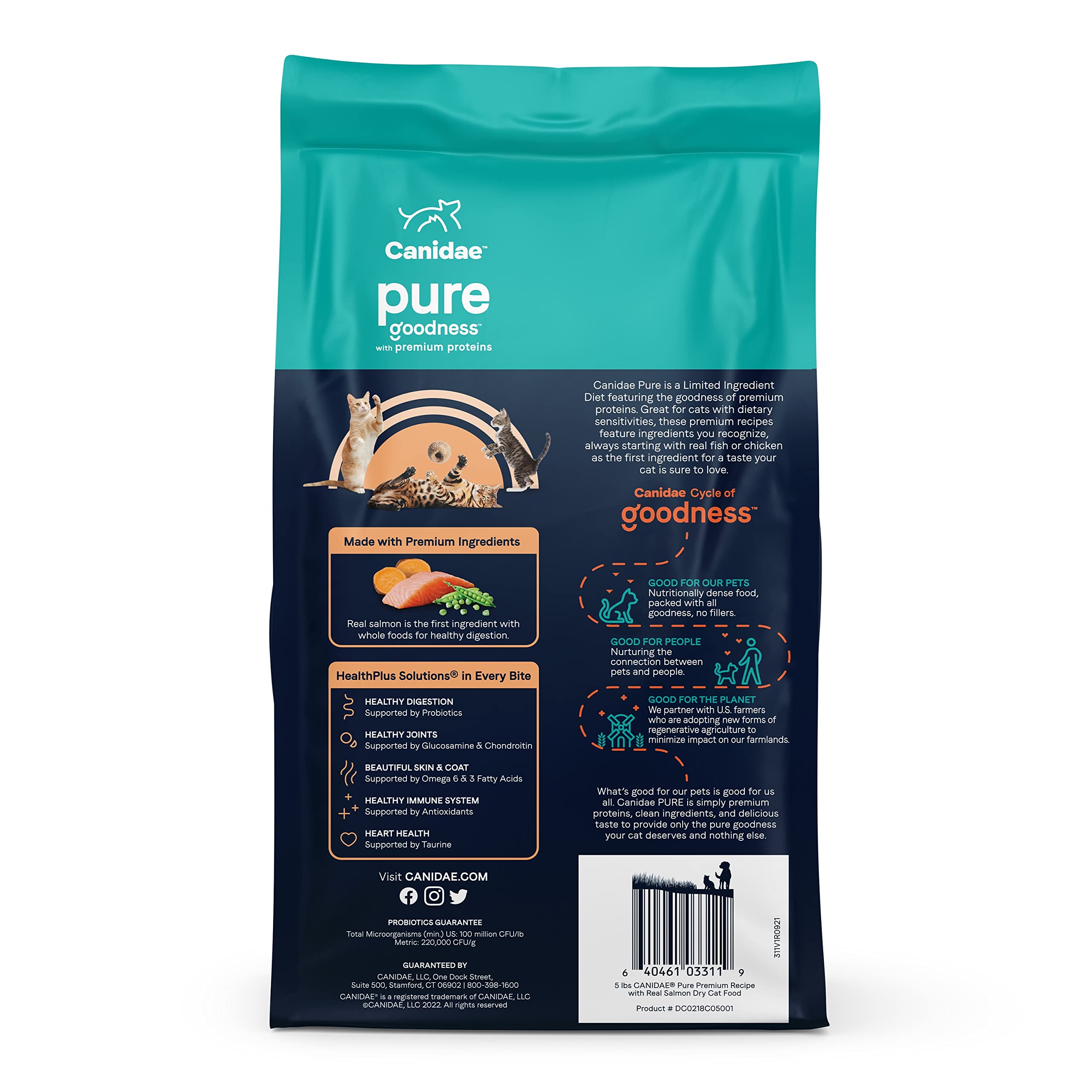 Canidae Pure Limited Ingredient Premium Dry Cat Food, Real Salmon Recipe, 5 lbs, Grain Free