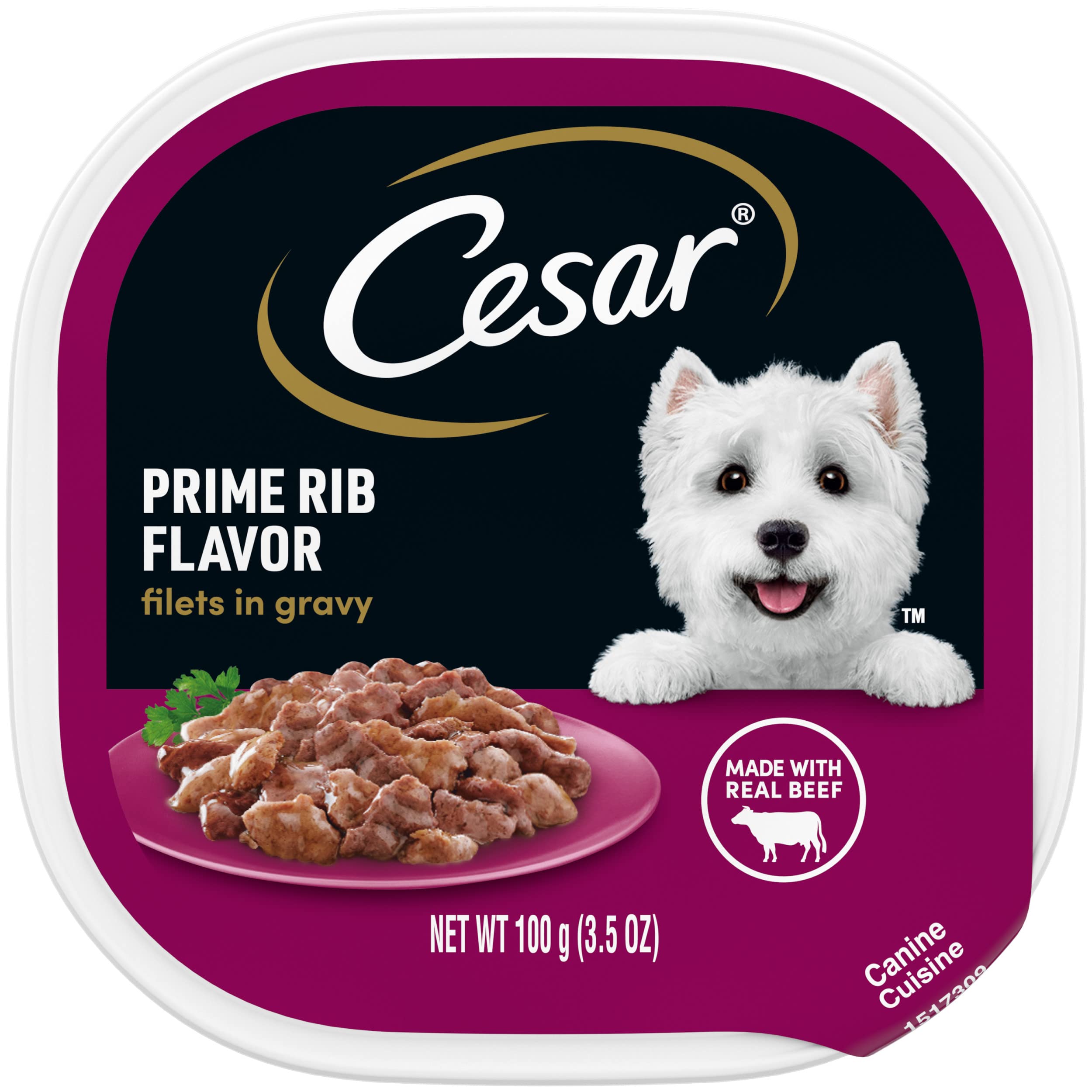 Cesar Filets in Gravy Adult Wet Dog Food, Prime Rib Flavor, 3.5 oz. (24 Count, Pack of 1)