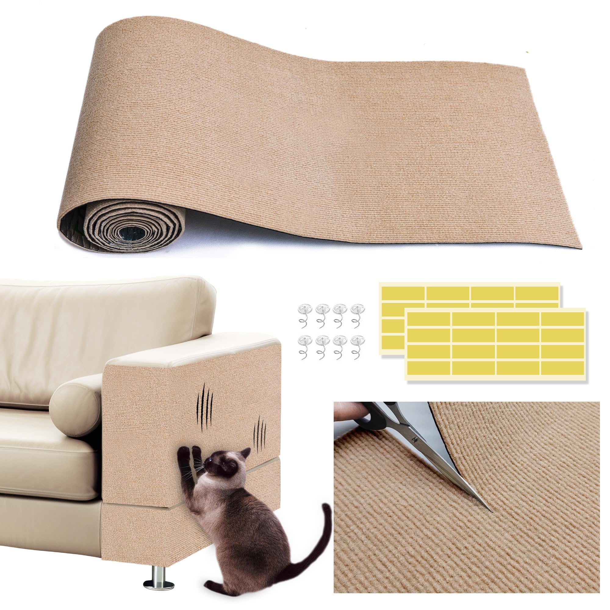 Anti Cat Scratch Furniture Protector,78.7 * 15.8In Cat Wall Scratcher, Adhesive Sofa Couch Corner Protectors For Cats, Diy Climb