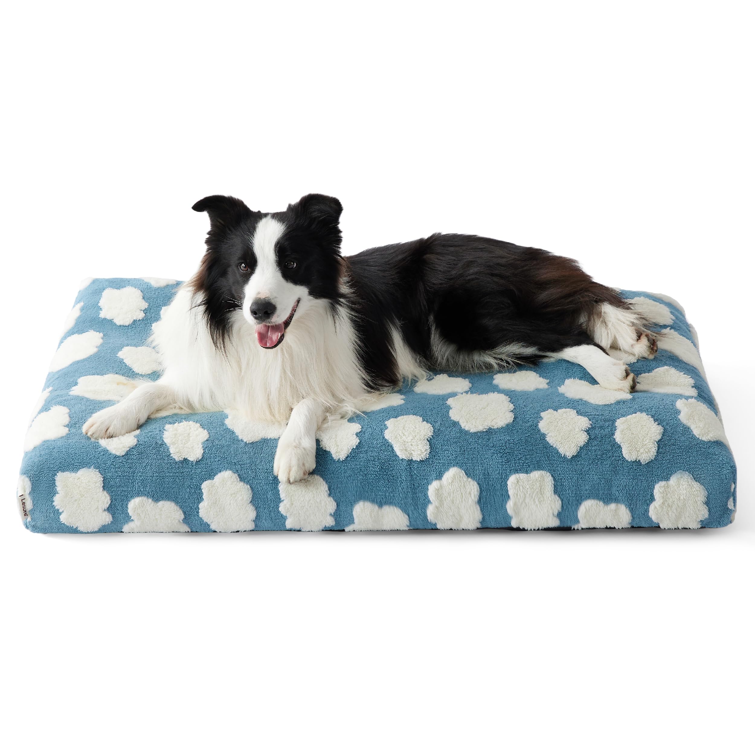 Lesure Cute Dog Bed Large Sized Dogs-Thick Shredded Chopped Foam Pet Bed Indoor With Removable Washable Cover, Modern Fuzzy Plus