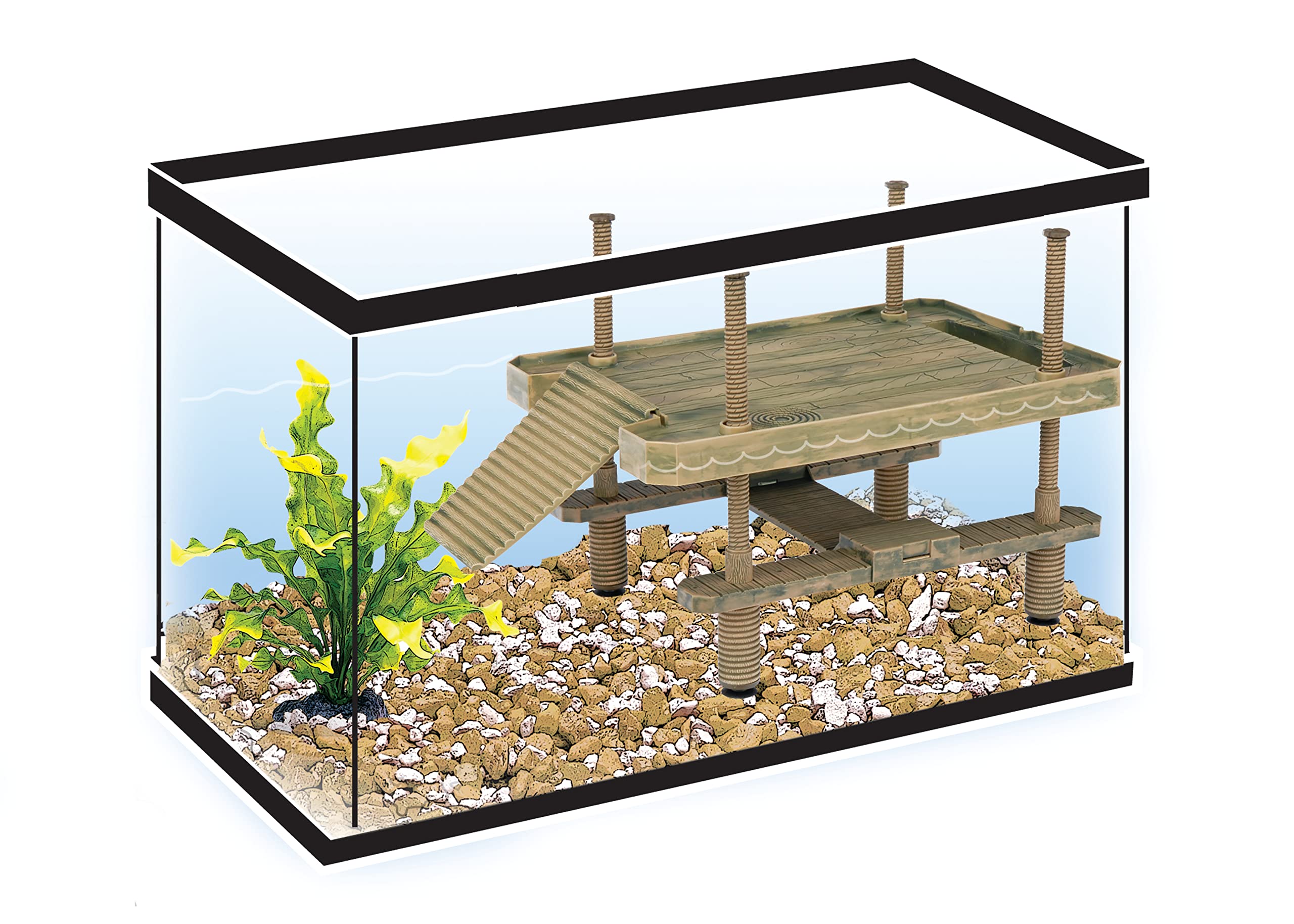 Penn-Plax Reptology Aquatic Turtle Pier And Basking Platform | Floating Above Tank | Decorative, Functional, And Naturally Inspired For Aquariums And Terrariums | Large Size (Rep603)