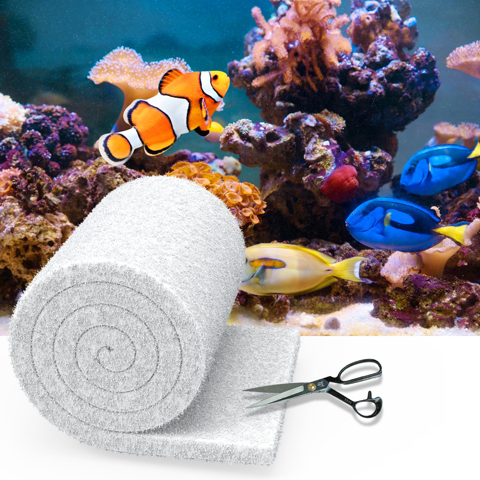 Aquarium Filter Floss 12 * 72 Inches,Dual Density Aquarium Filter Pad,Pond Filter Pad,Filter Media For Crystal Clear Water,Safe 