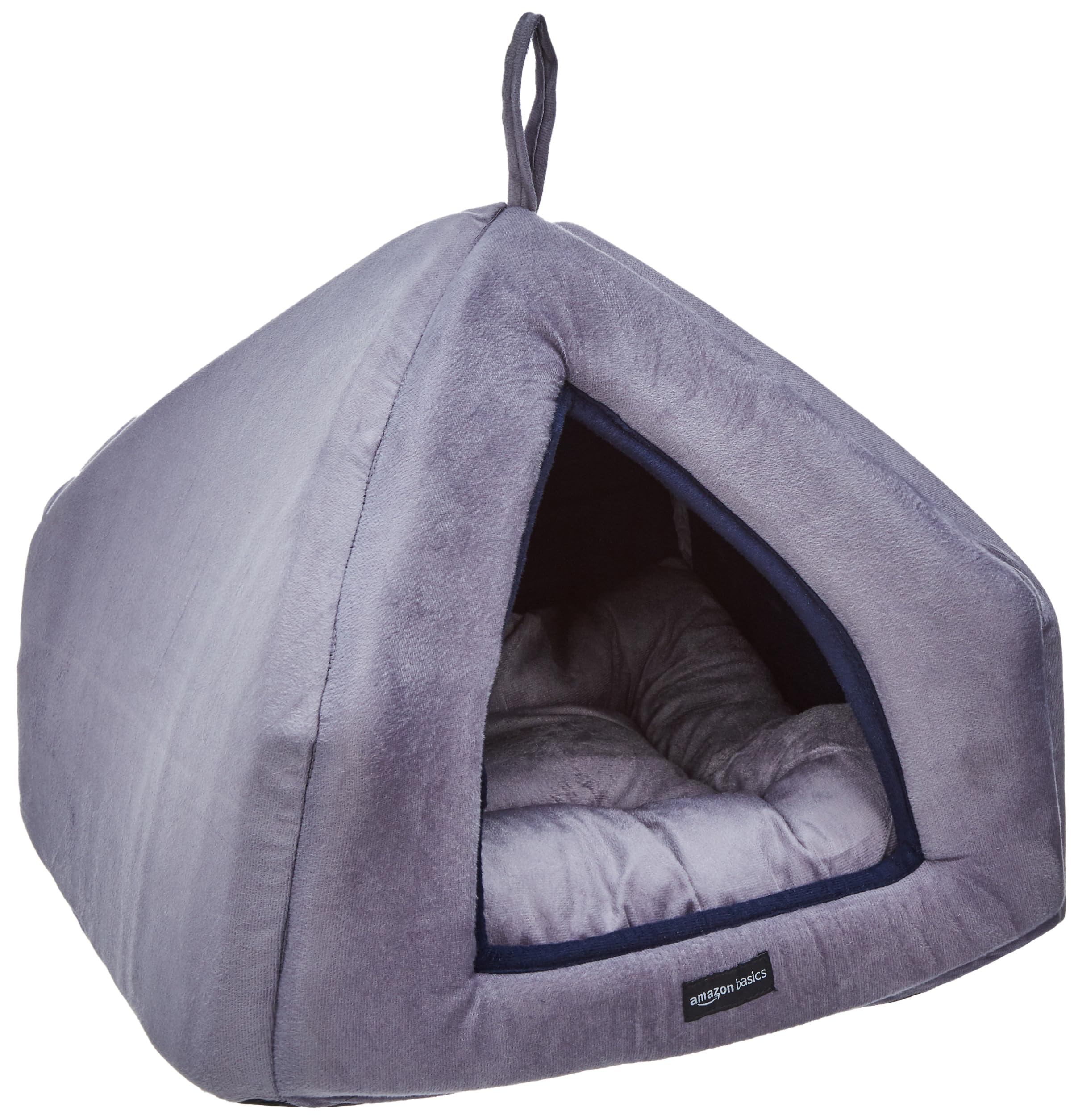 Amazon Basics Premium Soft Velvet Pet Hut House | For Cats, Kittens And Small Dogs | With Reversible Cushion | Washable Cozy And