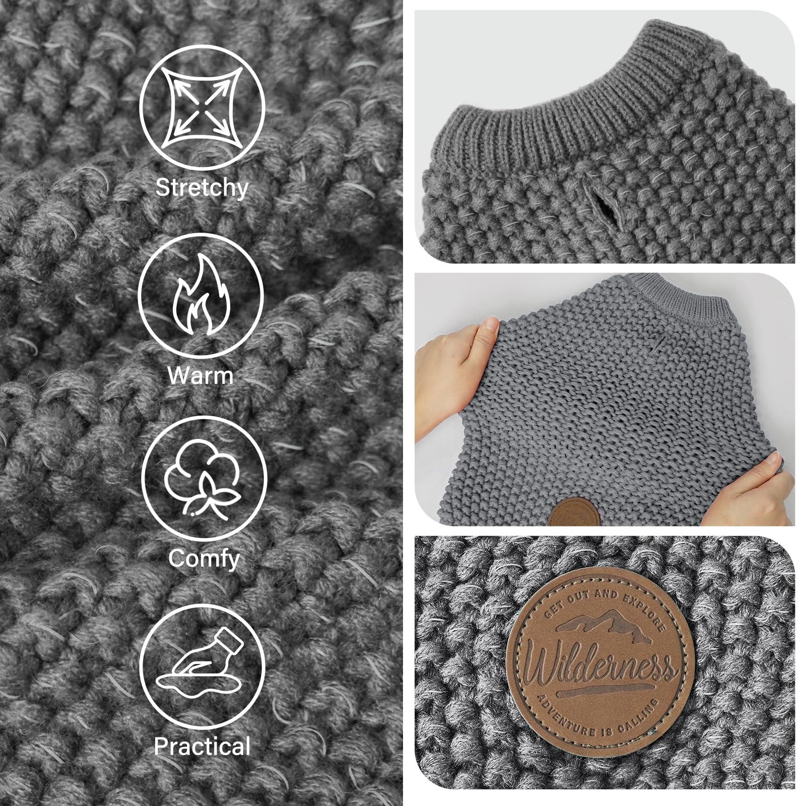 Kyeese Dog Sweater Stretchy Dogs Clothes Medium Pet Sweater With Reflective Yarn Comfy Pet Coats Pullover Dog Sweater For Medium