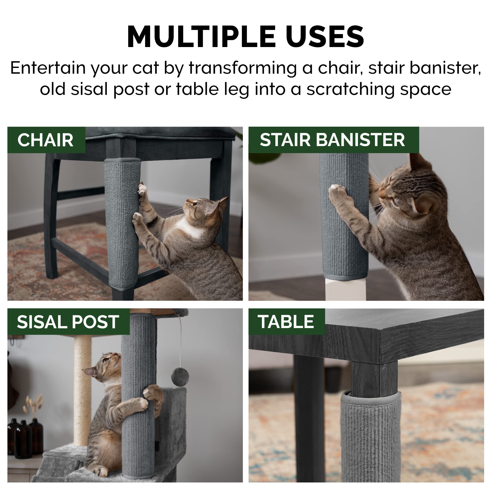 Furhaven Wrap Around Scratching Post Cover for Indoor Cats, Fits Posts Up to 3.5 Diameter, Durable & Less Mess - Tiger Tough Car