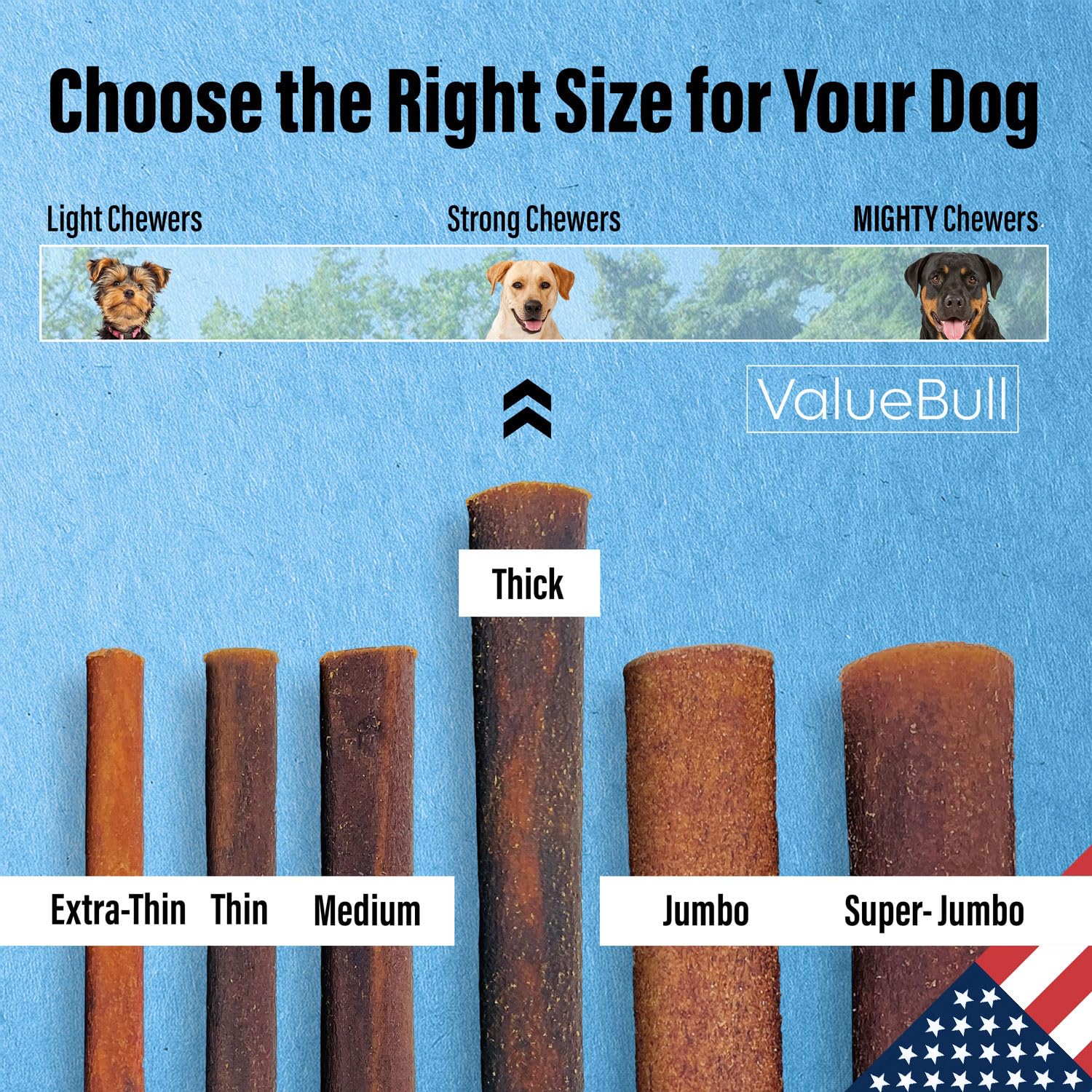 ValueBull USA Collagen Sticks for Dogs, 6 Inch Thick Chews, Natural Long-Lasting Dog Treats, 100 Count Bulk Pack - Supports Join