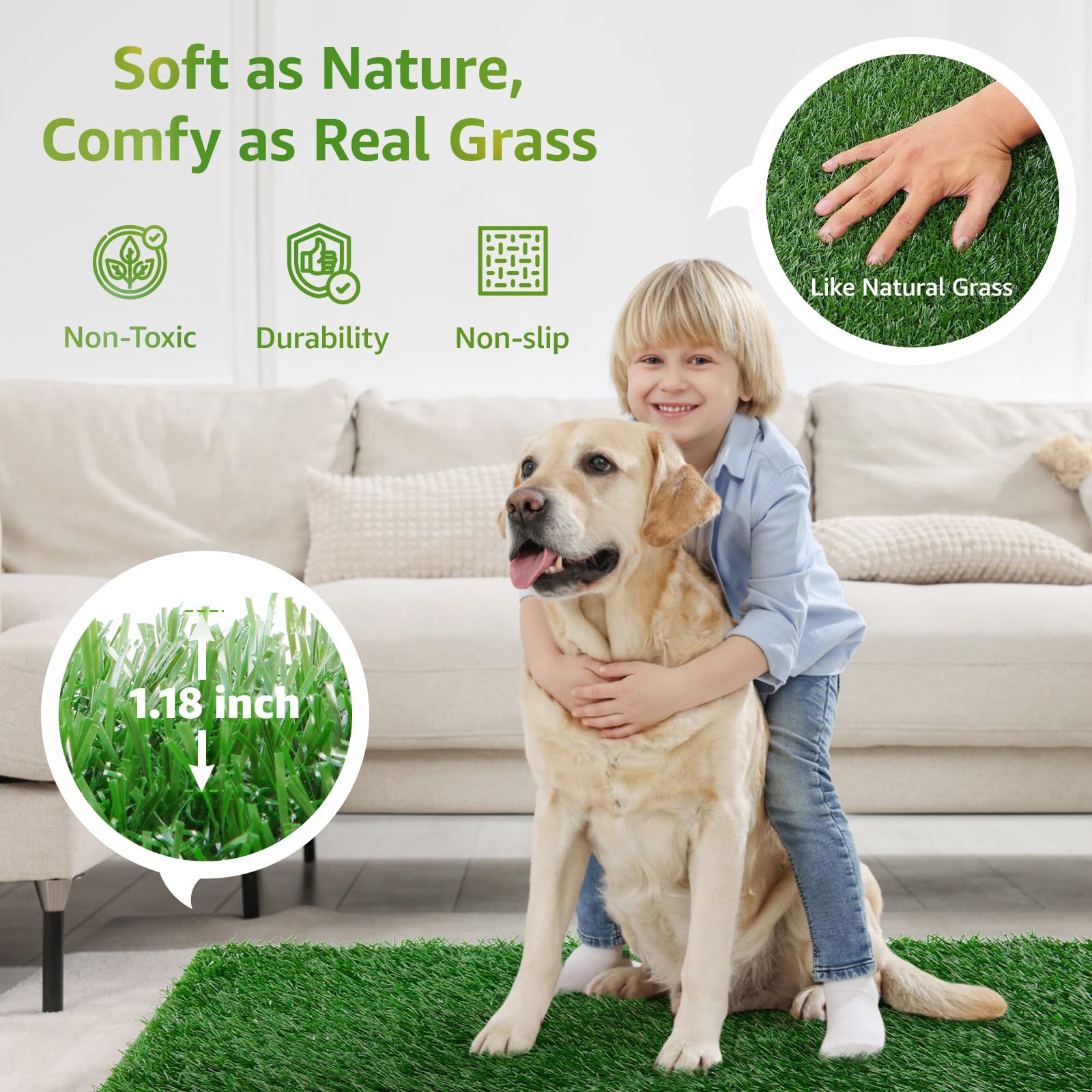 Loobani Dog Grass Pee Pads, Artificial Dog Grass Pads For Potty Tray, Fake Grass For Dogs To Pee On, Outdoor Indoor Pee Grass Fo