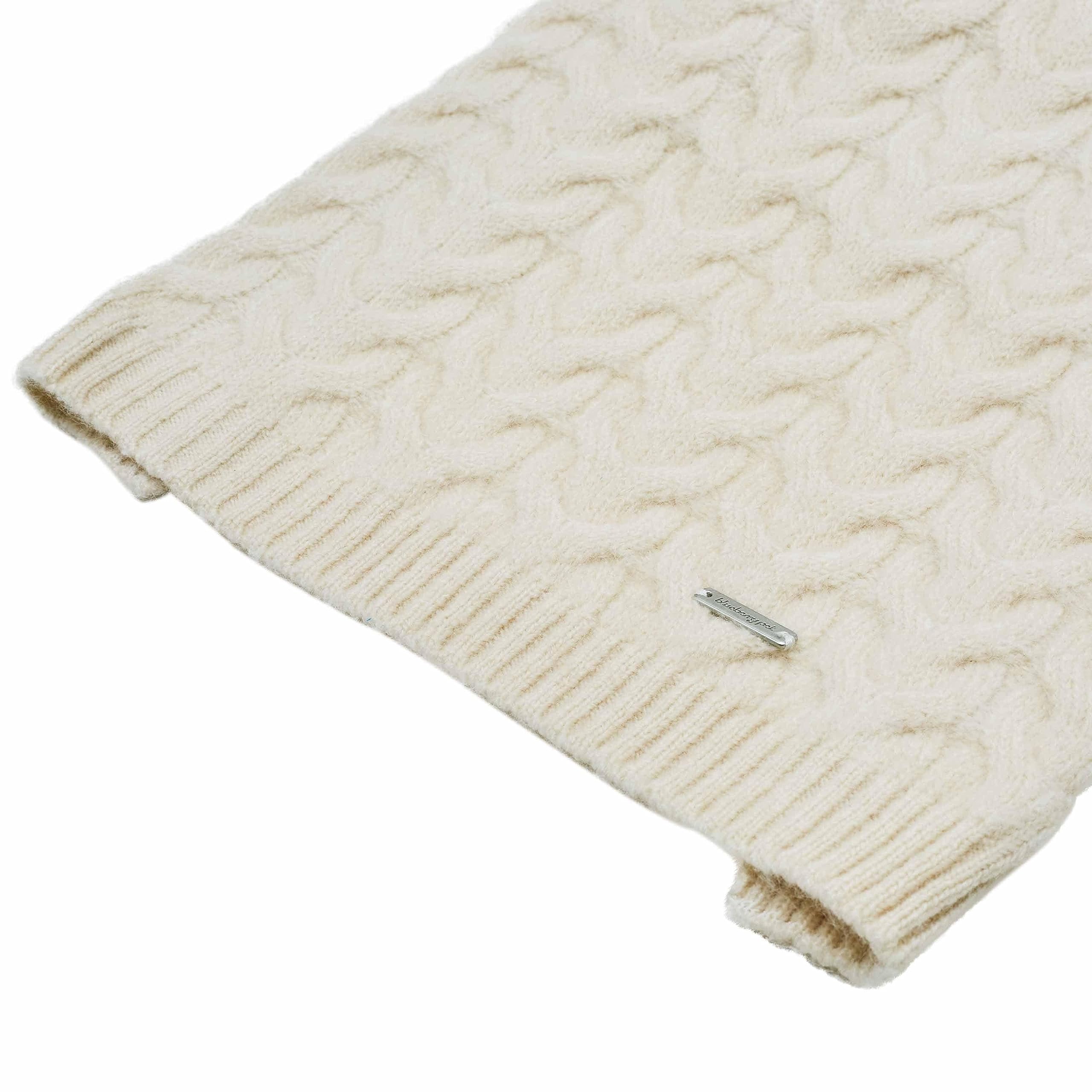 Blueberry Pet Classic Fuzzy Textured Knit Pullover Turtle-Neck Dog Sweater In Ivory, Back Length 14'', Pack Of 1 Clothes For Dog