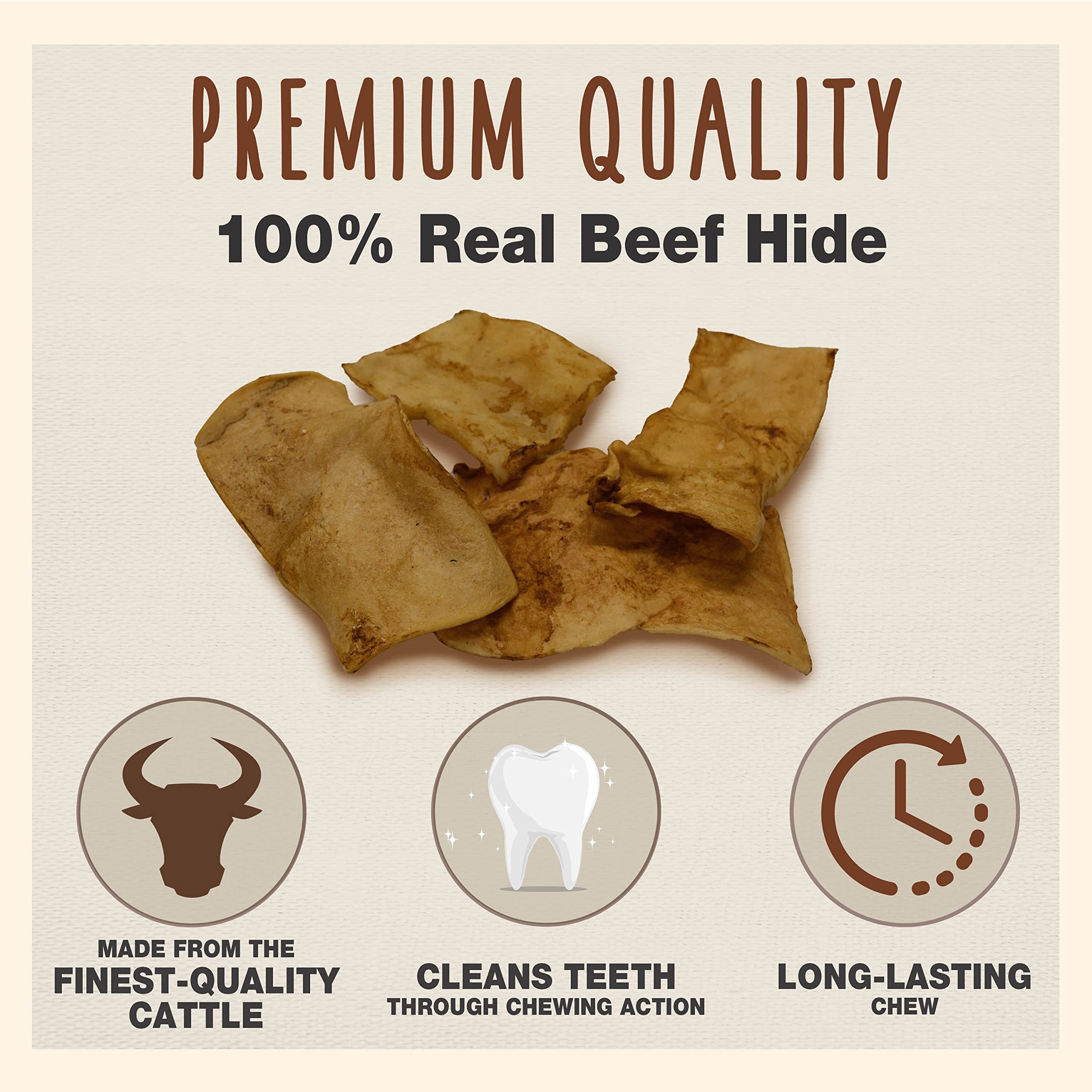 Cadet Premium Grade Beef Hide for Dogs, Long-Lasting Rawhide Chips, Single Ingredient Dog Chews, Peanut Butter Flavor, 1 Pound