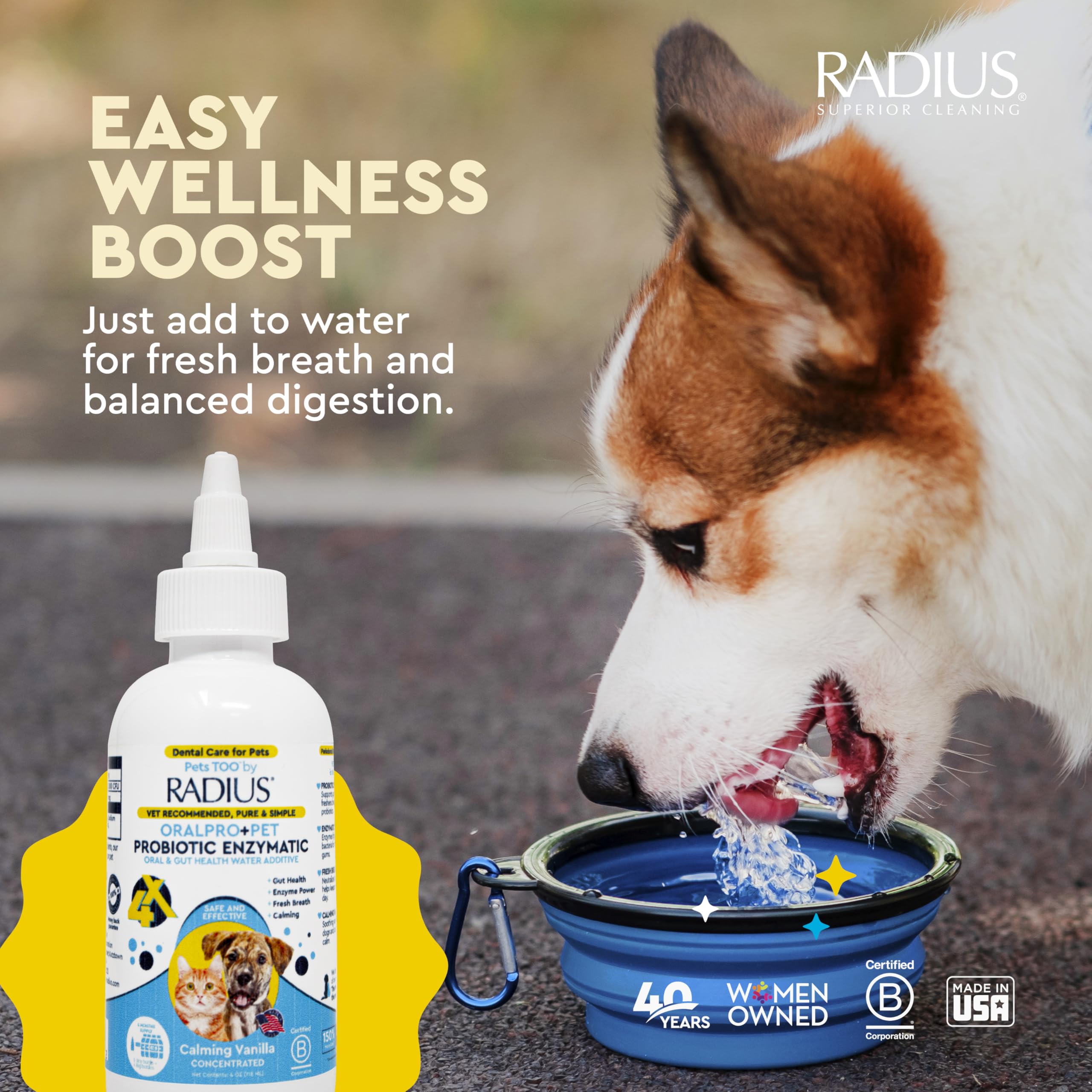 RADIUS OralPro+ Pet Probiotic Dental Water Additive (Enzymatic), Concentrate, 4 OZ