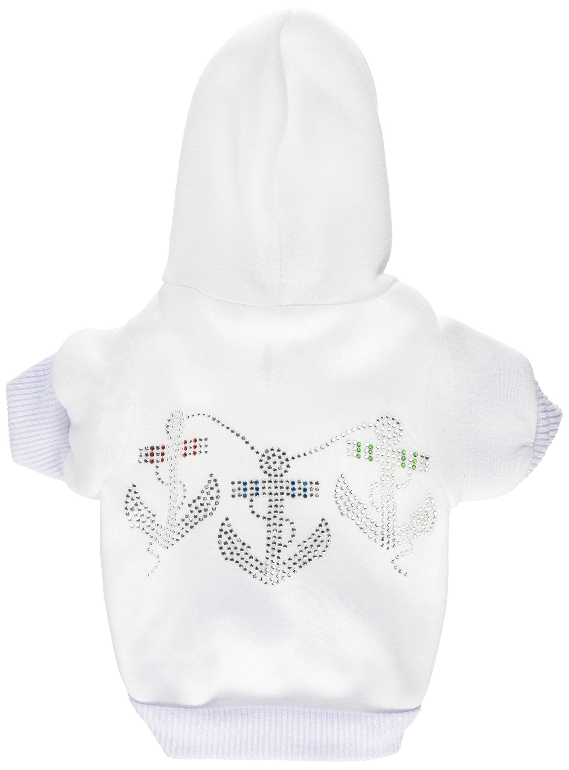 Mirage Pet Products 18-Inch Rhinestone Anchors Hoodies, XX-Large, Cream