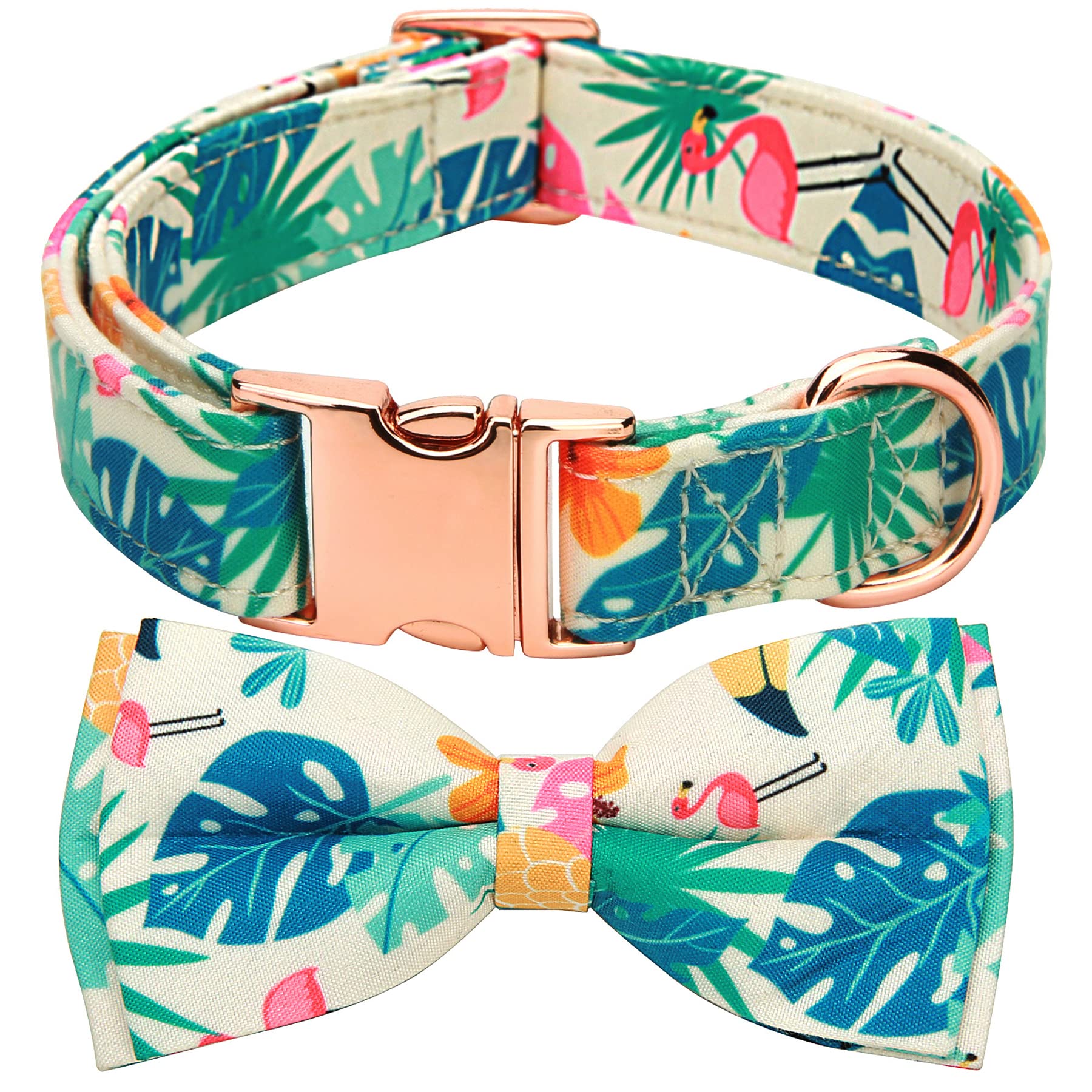 Thankspaw Adjustable Bow Tie Dog Collar Printed Cute Patterns Spring Summer Soft Pet Collars For Small Medium Large Dogs