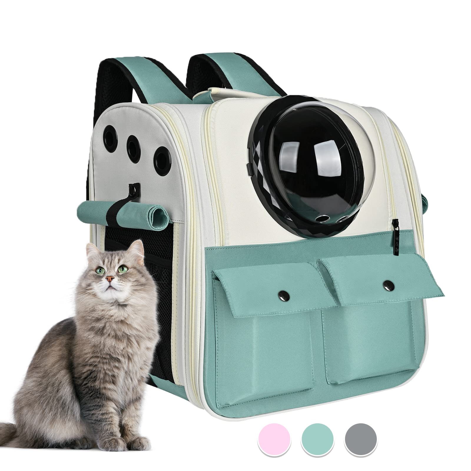 Top Tasta Cat Backpack Carrier, Airline Approved, Ventilated Design, Breathable Mesh For Small Cats And Dogs For Hiking And Camping, Carry Up To 25 Pounds (Light Blue)