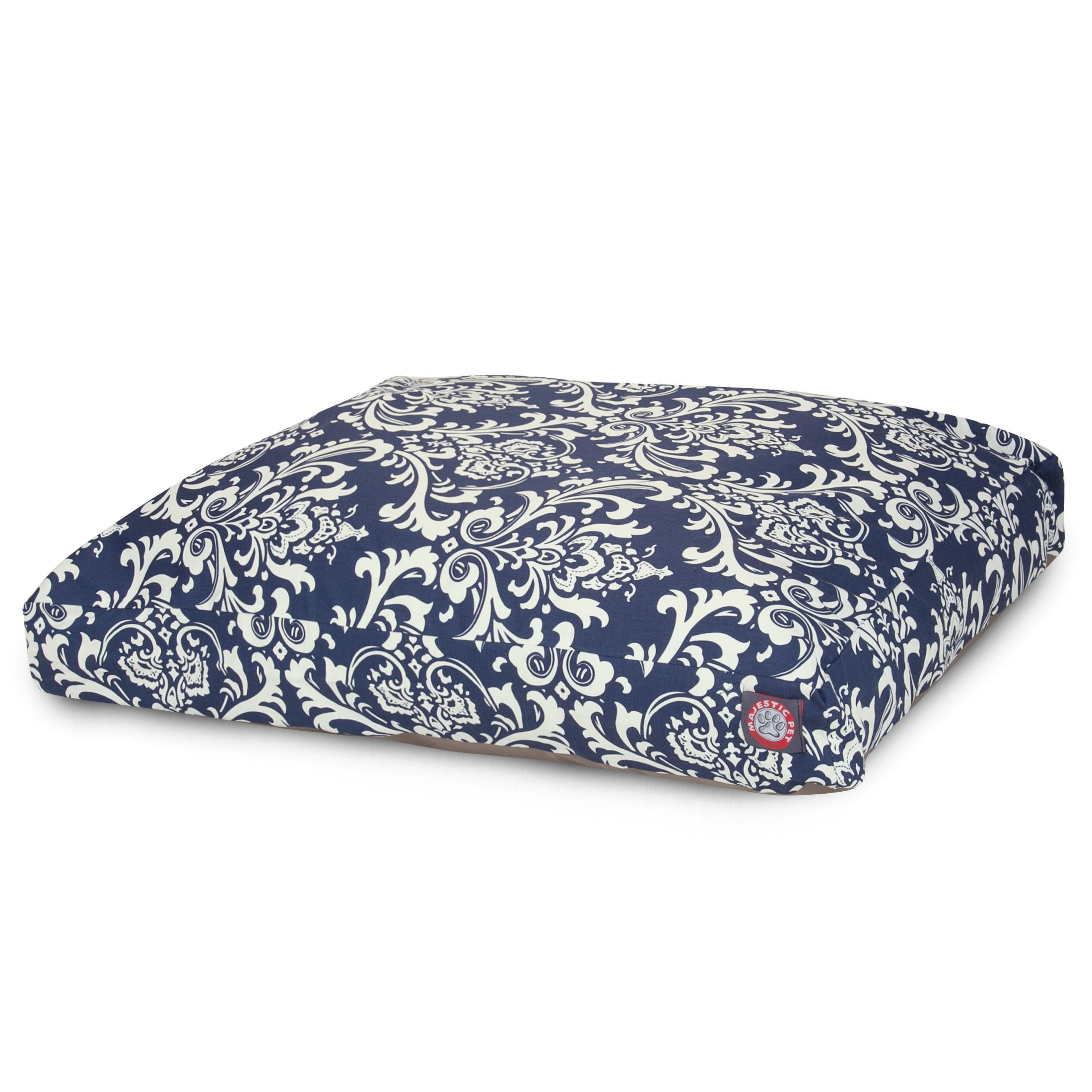 Navy Blue French Quarter Small Rectangle Indoor Outdoor Pet Dog Bed With Removable Washable Cover By Majestic Pet Products