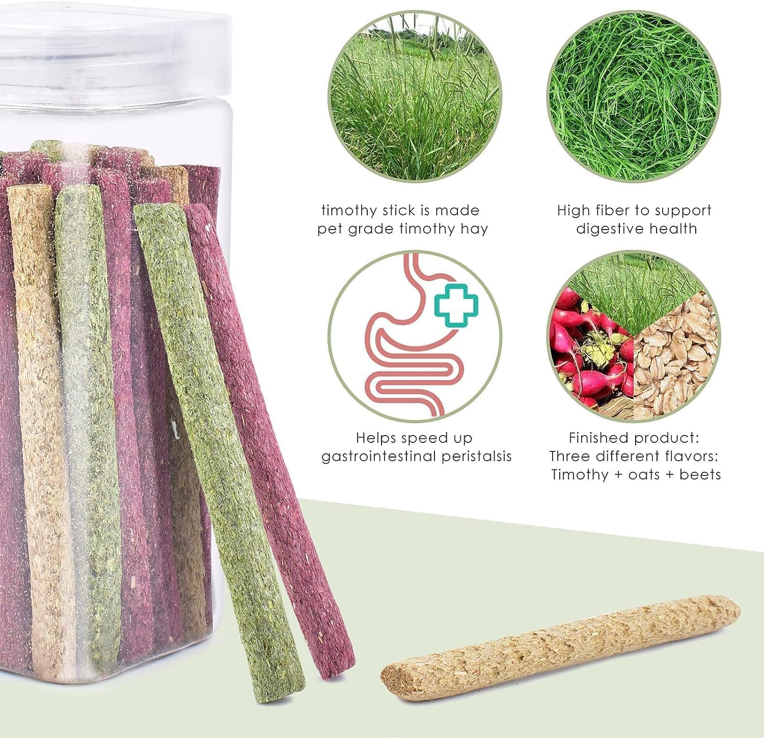 ERKOON Timothy Hay Sticks,Rabbit Chew Toys for Teeth Natural Molar Sticks Rabbits Treats for Bunnies, Chinchilla Guinea Pigs, Ge