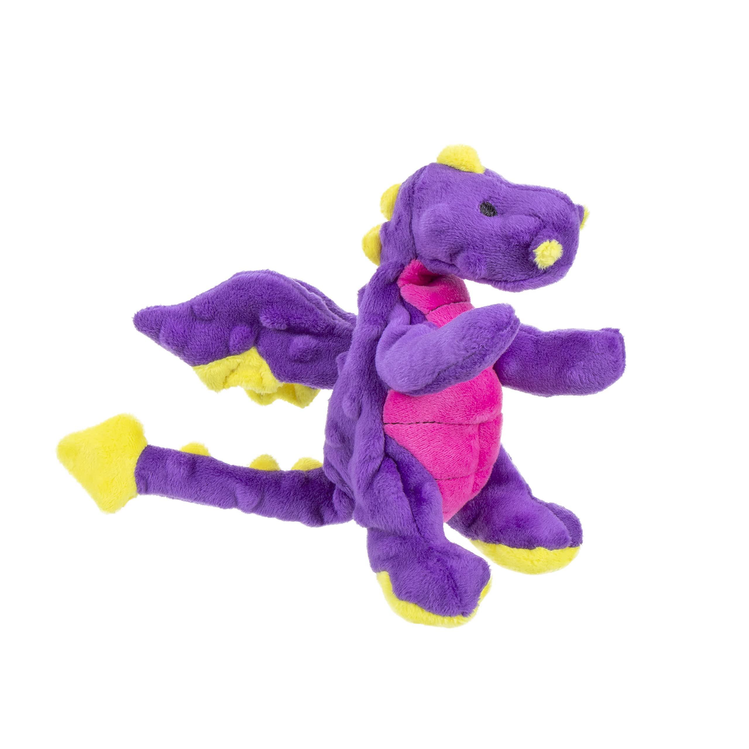 goDog Bubble Plush Dragons Squeaky Dog Toy, Chew Guard Technology - Purple, Small