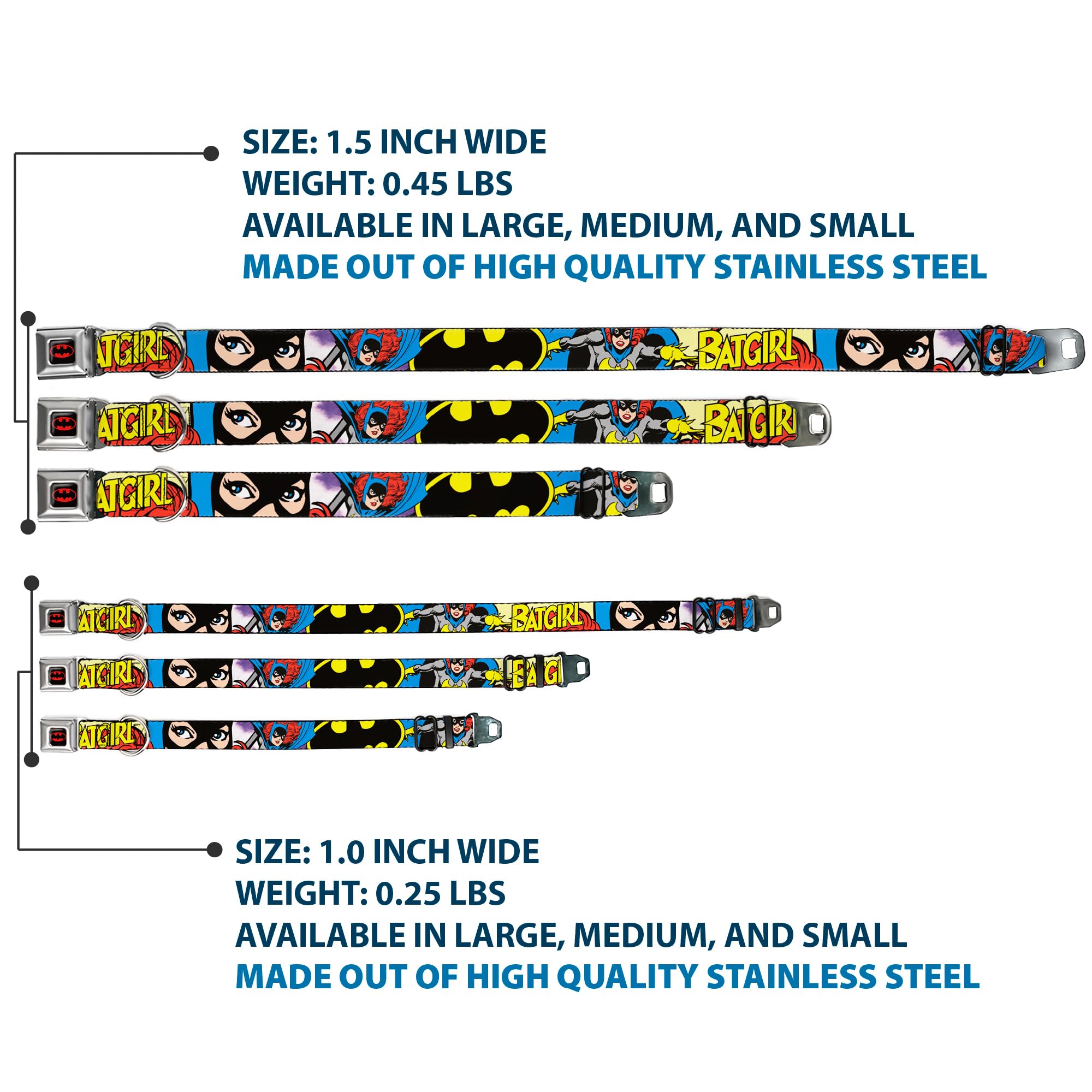 Buckle-Down Seatbelt Buckle Dog Collar - Batgirl In Action W/Face Close-Up - 1' Wide - Fits 11-17' Neck - Medium