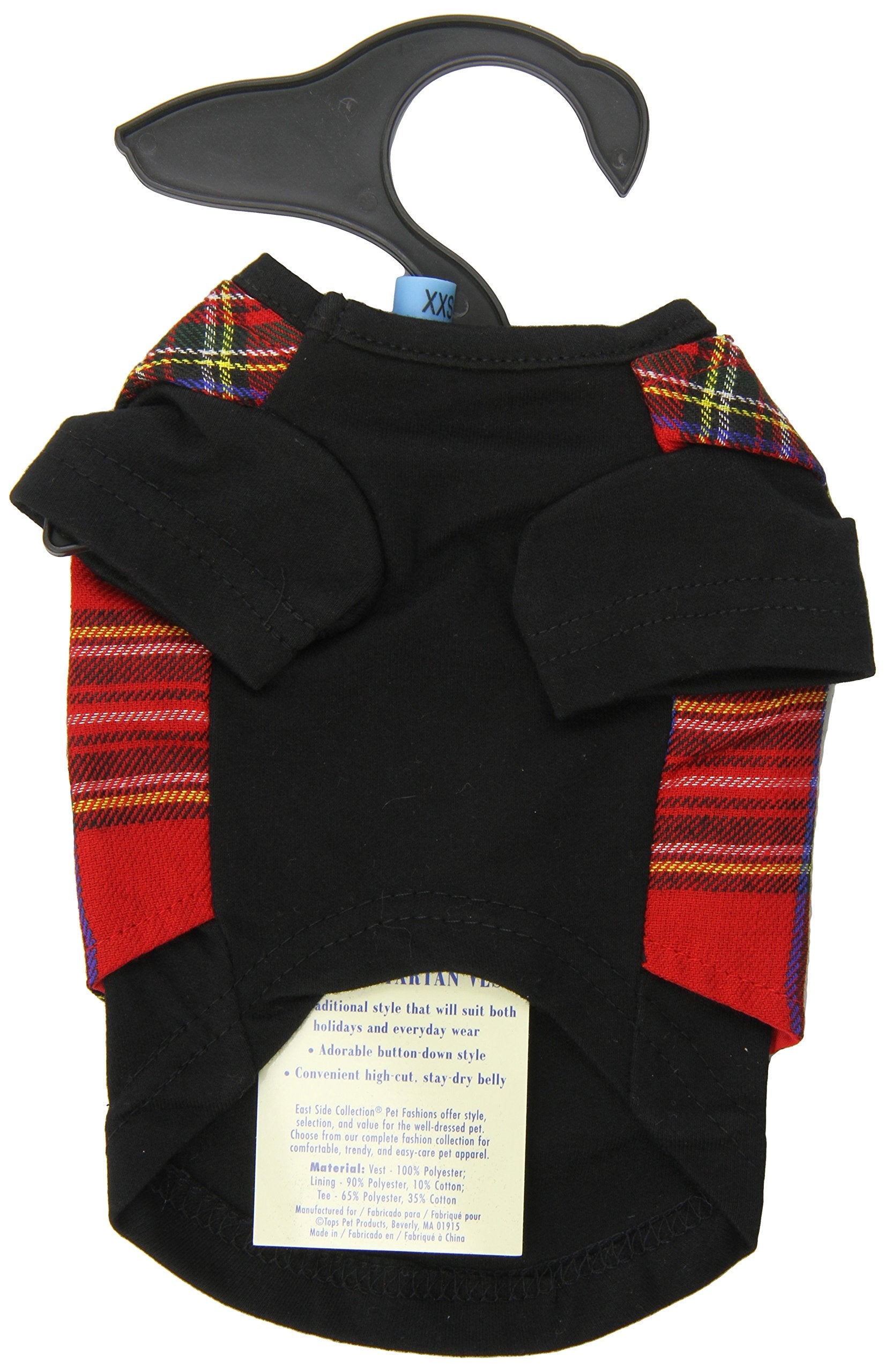 East Side Collection Holiday Tartan Pet Vest, Xx-Small, 8-Inch, Red