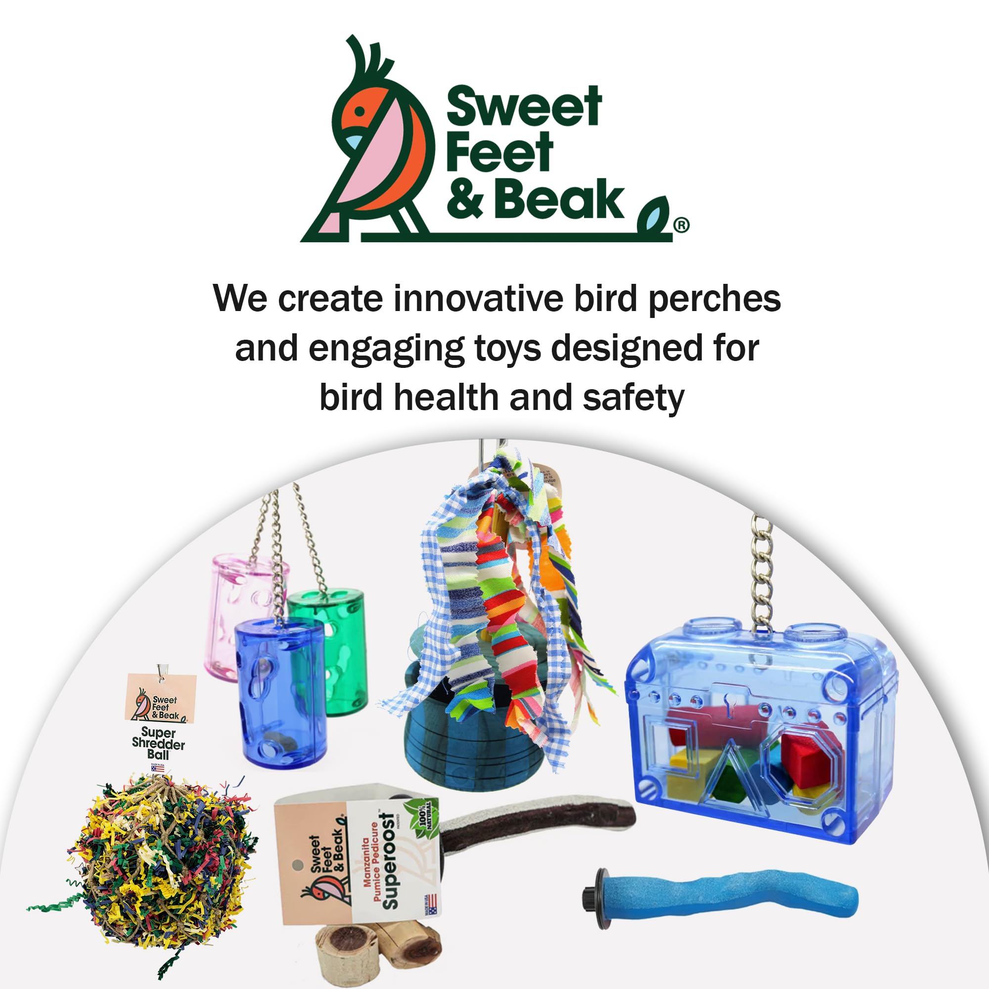 Sweet Feet and Beak Large or Small Treasure Chest - Perfect Bird Cage Toy Colorful, Safe, Easy to Install - Washable, Refillable