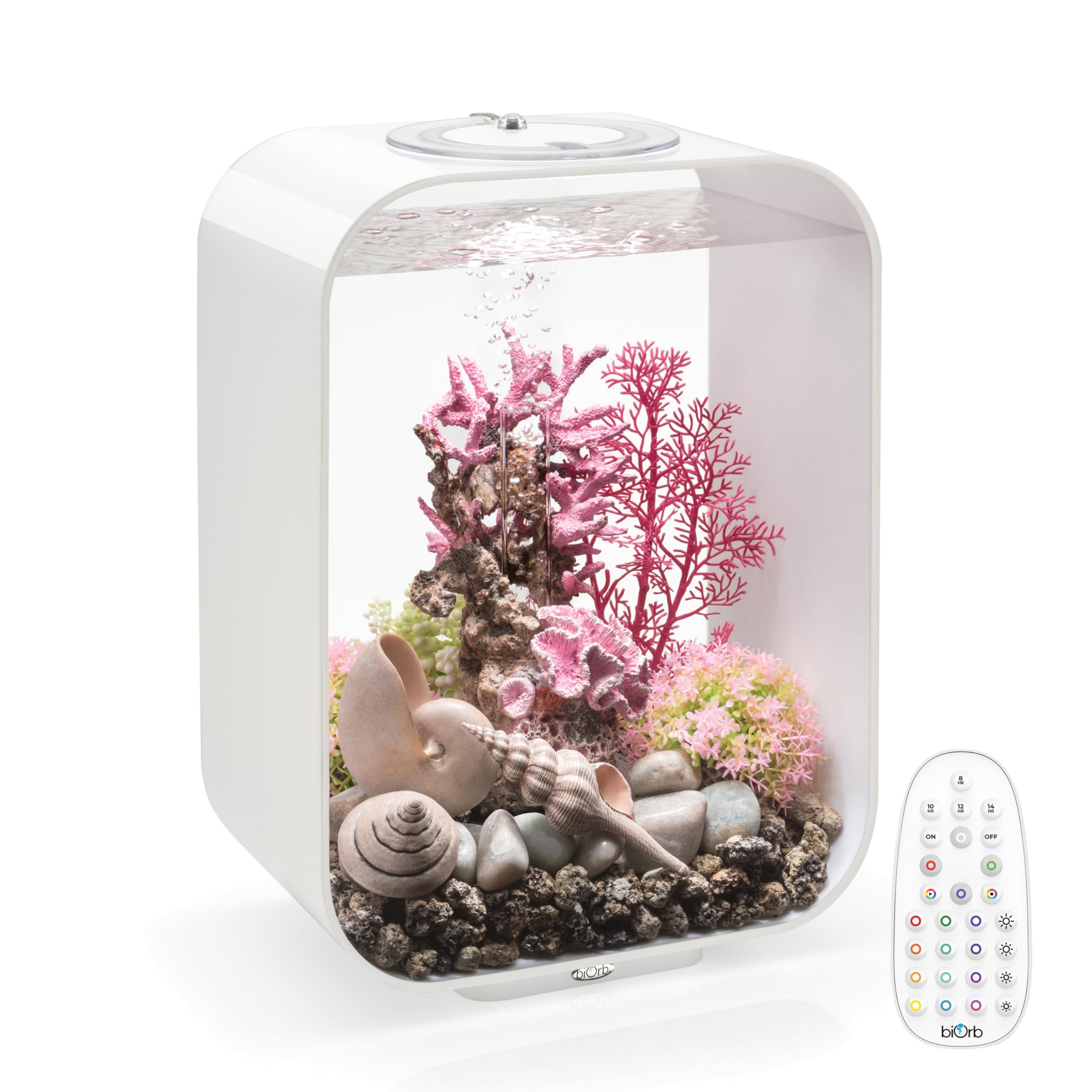 biOrb Life 15 Acrylic 4-Gallon Aquarium with Multi-Color Remote-Controlled LED Lights Modern Compact Tank for Tabletop or Deskto