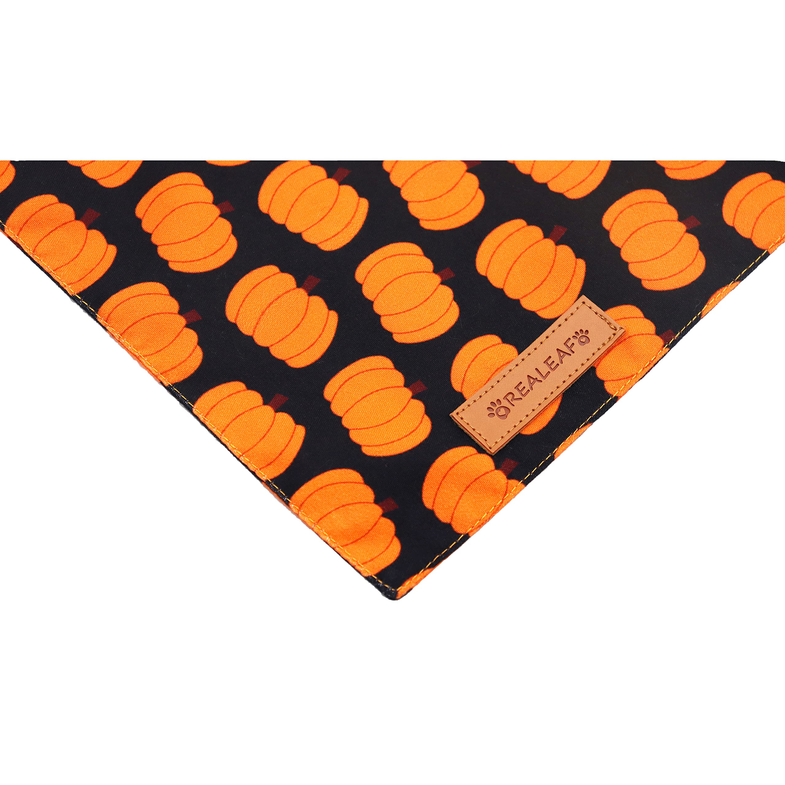 Realeaf Halloween Dog Bandanas 2 Pack, Pumpkin Dog Bandana Fall Dog Scarf For Boy And Girl, Premium Durable Fabric, Orange Holiday Bandana For Large And Extra Large Dogs (X-Large)