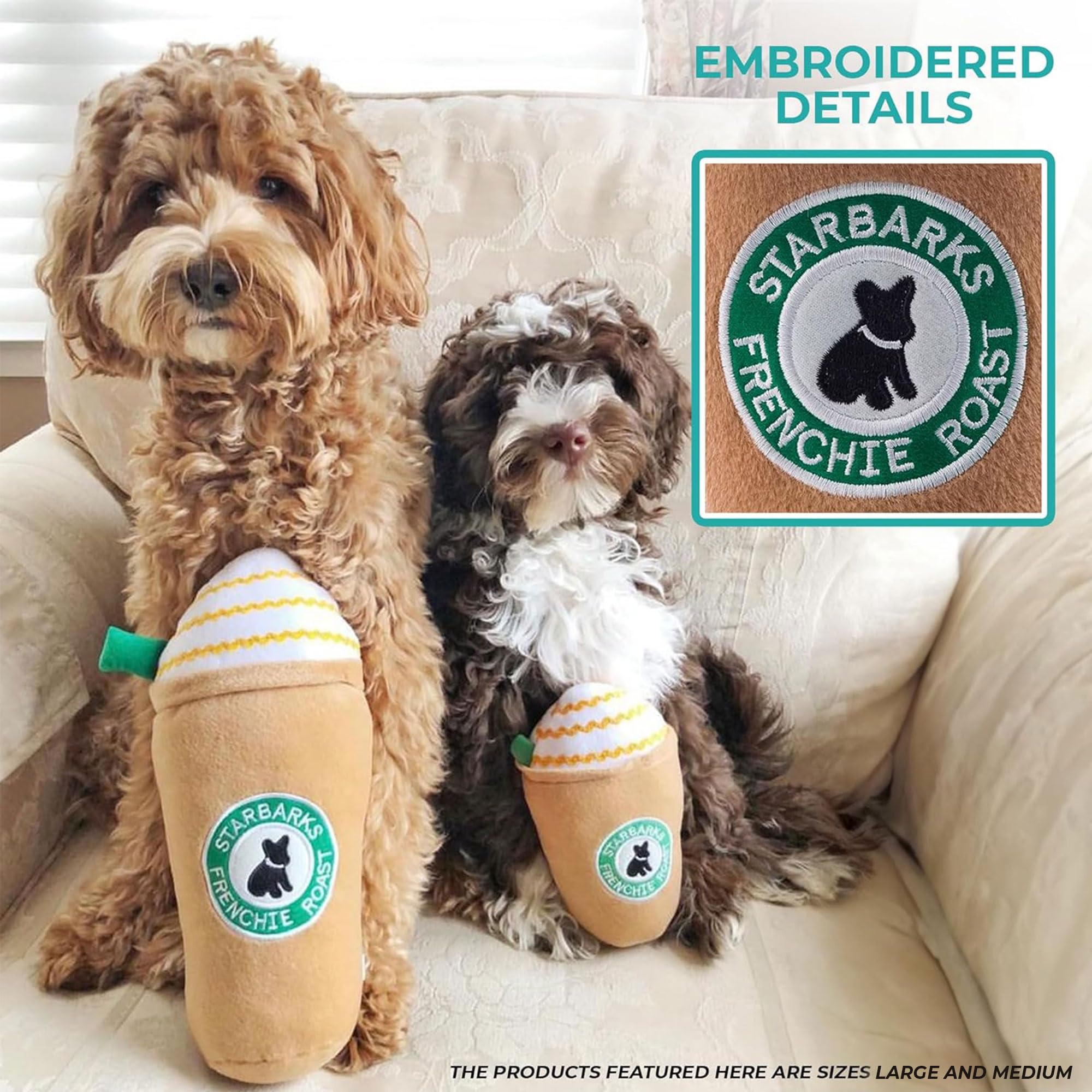 Haute Diggity Dog Starbarks Frappawcino, Plush Designer Dog Toys with Interactive Squeaker, Stimulating Pet Enrichment, Machine-