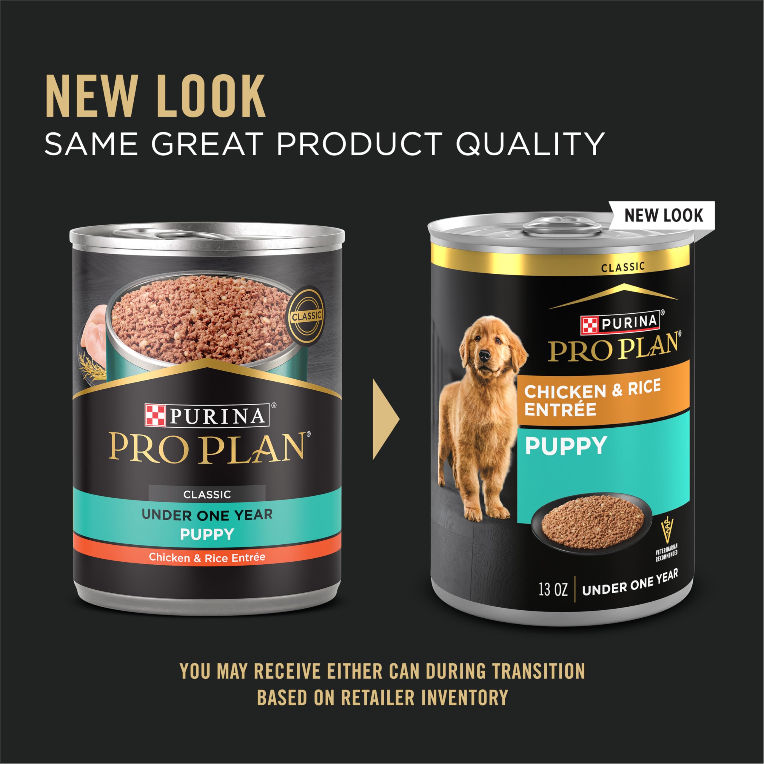 Purina Pro Plan Wet Puppy Food Pate, Wet Food Classic Chicken and Rice Entr  e - (Pack of 12) 13 oz. Cans