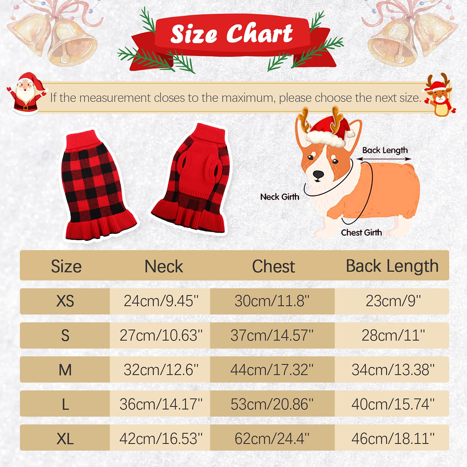 Qbleev Dog Sweaters For Medium Dogs, Dog Christmas Sweaters Puppy Sweaters Pullover Dog Sweater Dress Warm Winter Turtleneck Pet